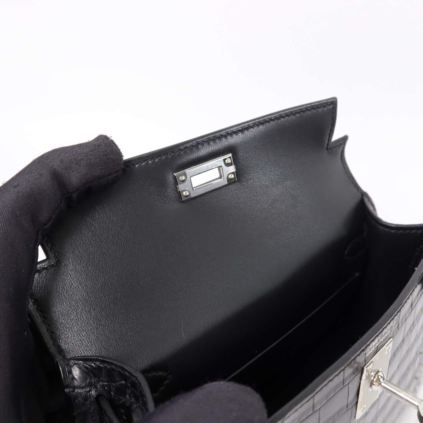 HERMES 珍稀皮革Mini Kelly II手挽肩背兩用袋Noir
