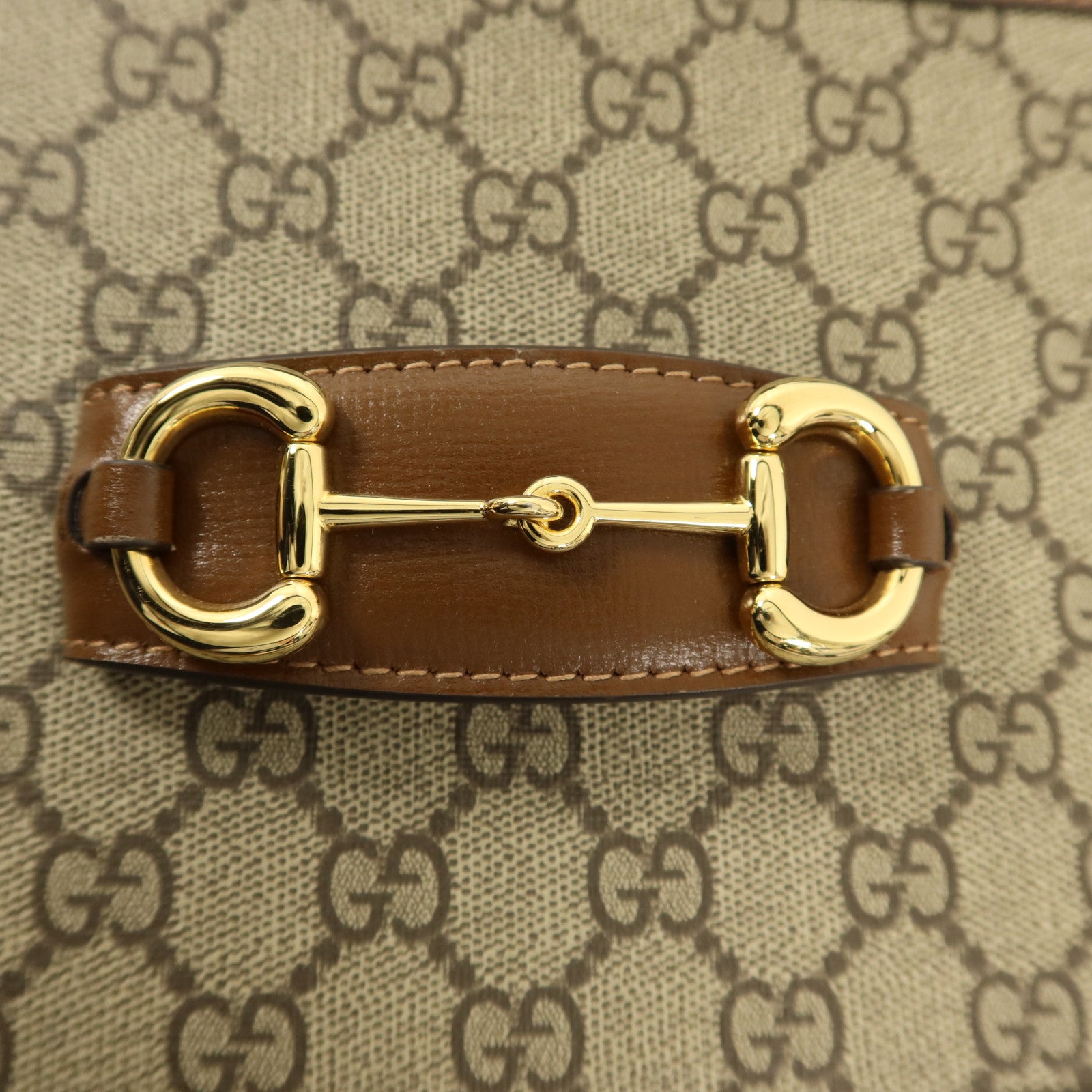 GUCCI 塗層帆布Horsebit 1955 Medium金扣肩背袋