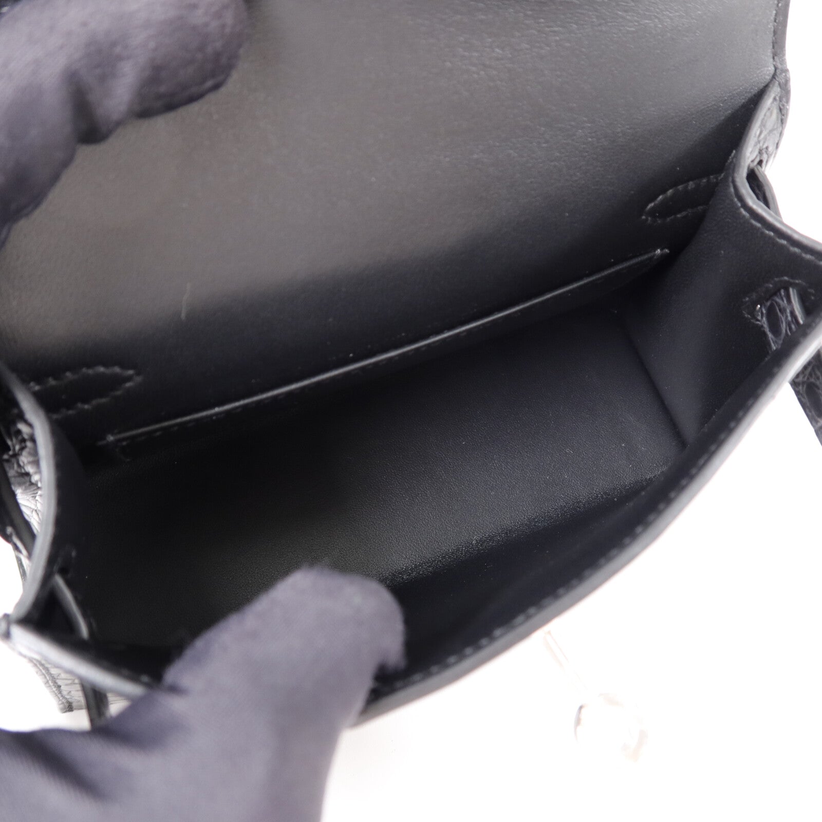 HERMES 珍稀皮革Mini Kelly II手挽肩背兩用袋Noir