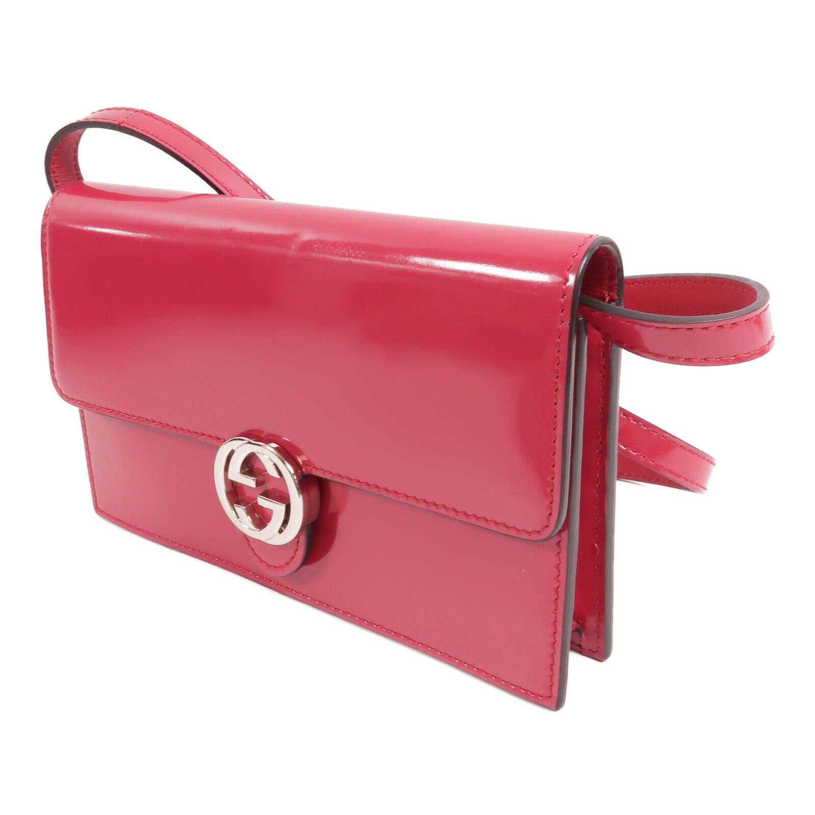 GUCCI 漆皮皮革Wallet On Chain肩背袋