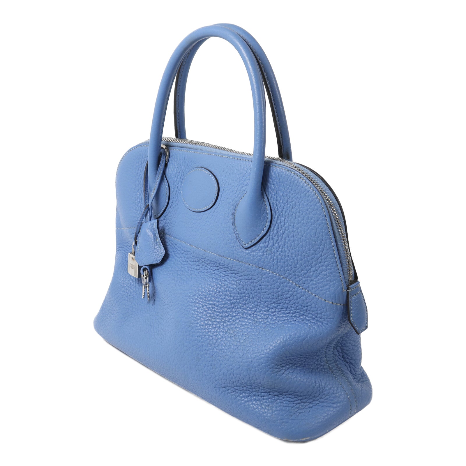 HERMES Clemence皮革Bolide 31手挽肩背兩用袋Bleu Paradise