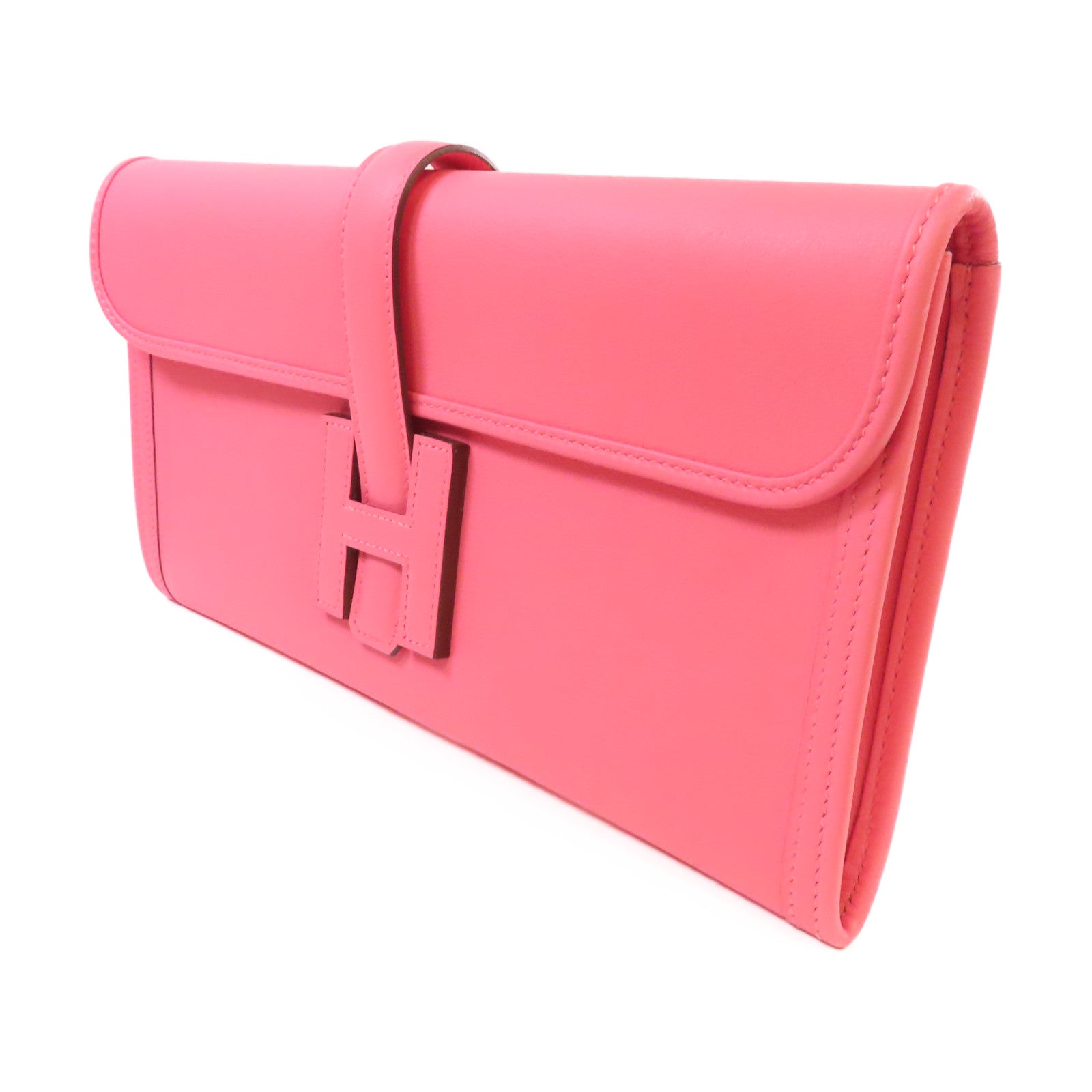 HERMES 【激減優惠】Swift皮革Jige Clutch手拿包Rose Confetti玫瑰糖果色
