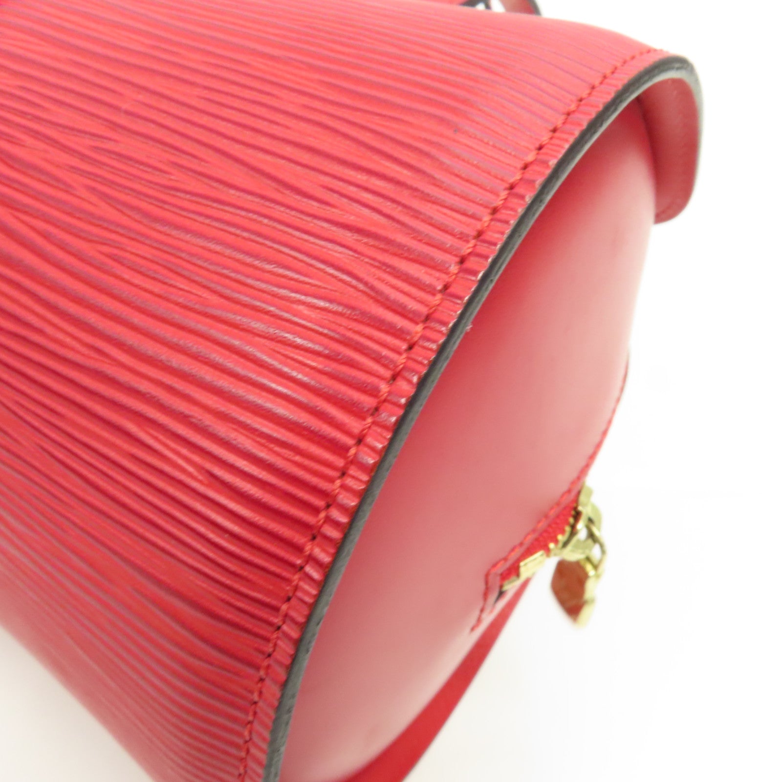 LOUIS VUITTON Epi Soufflot金扣手挽袋紅色