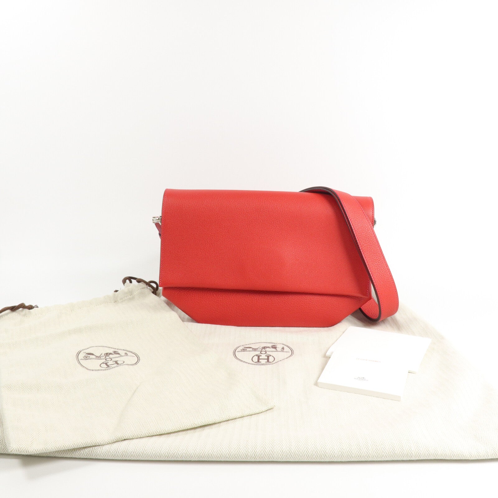 HERMES Novillo皮革Opli 28肩背袋Geranium/Rose Azalee