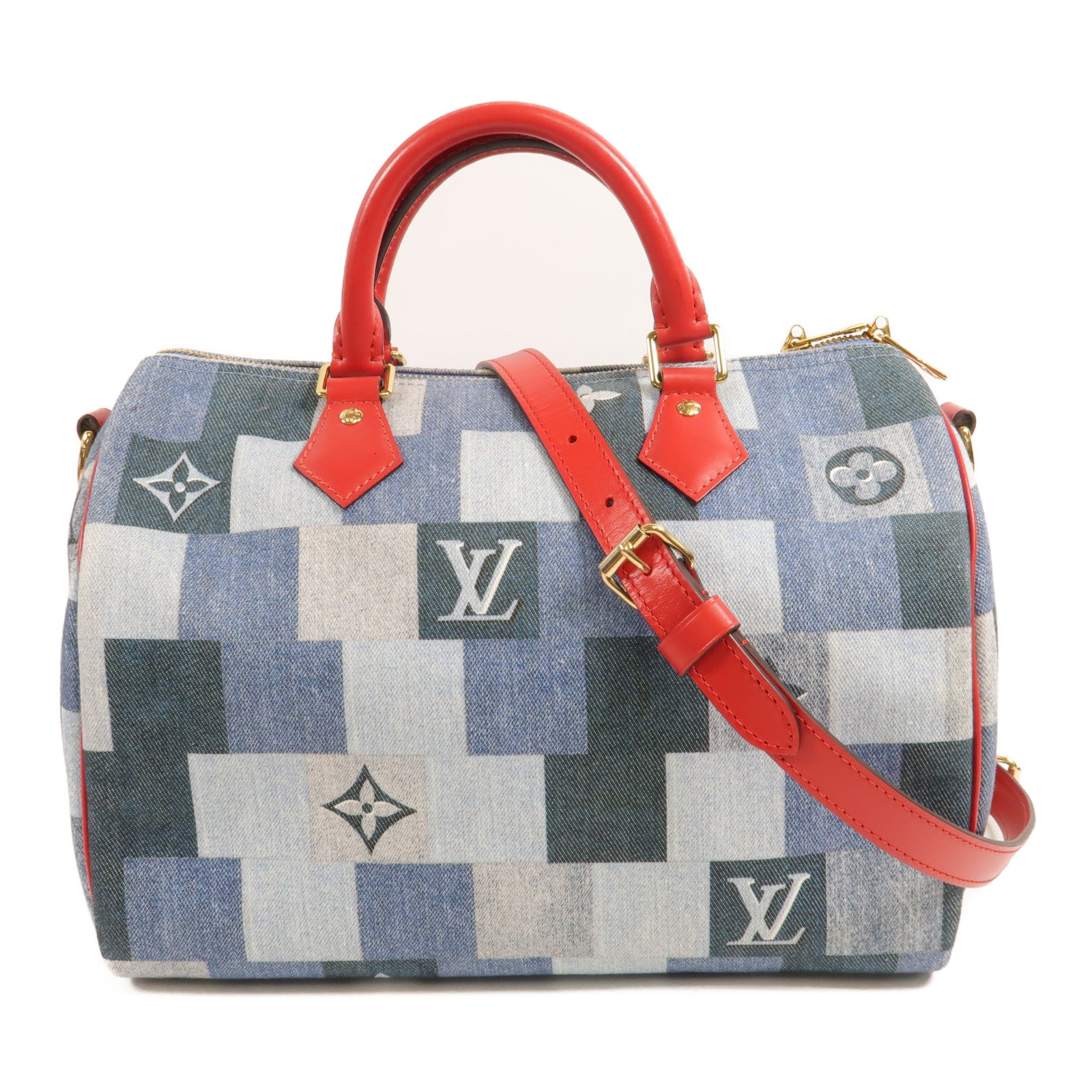 LOUIS VUITTON Monogram Denim Speedy Bandouliere 30手挽肩背兩用袋