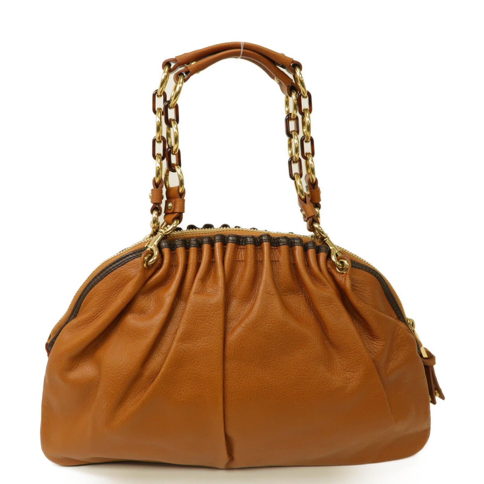 MARC JACOBS 【激減優惠】牛皮皮革Chain Shoulder Bag金扣鏈帶肩背袋棕色