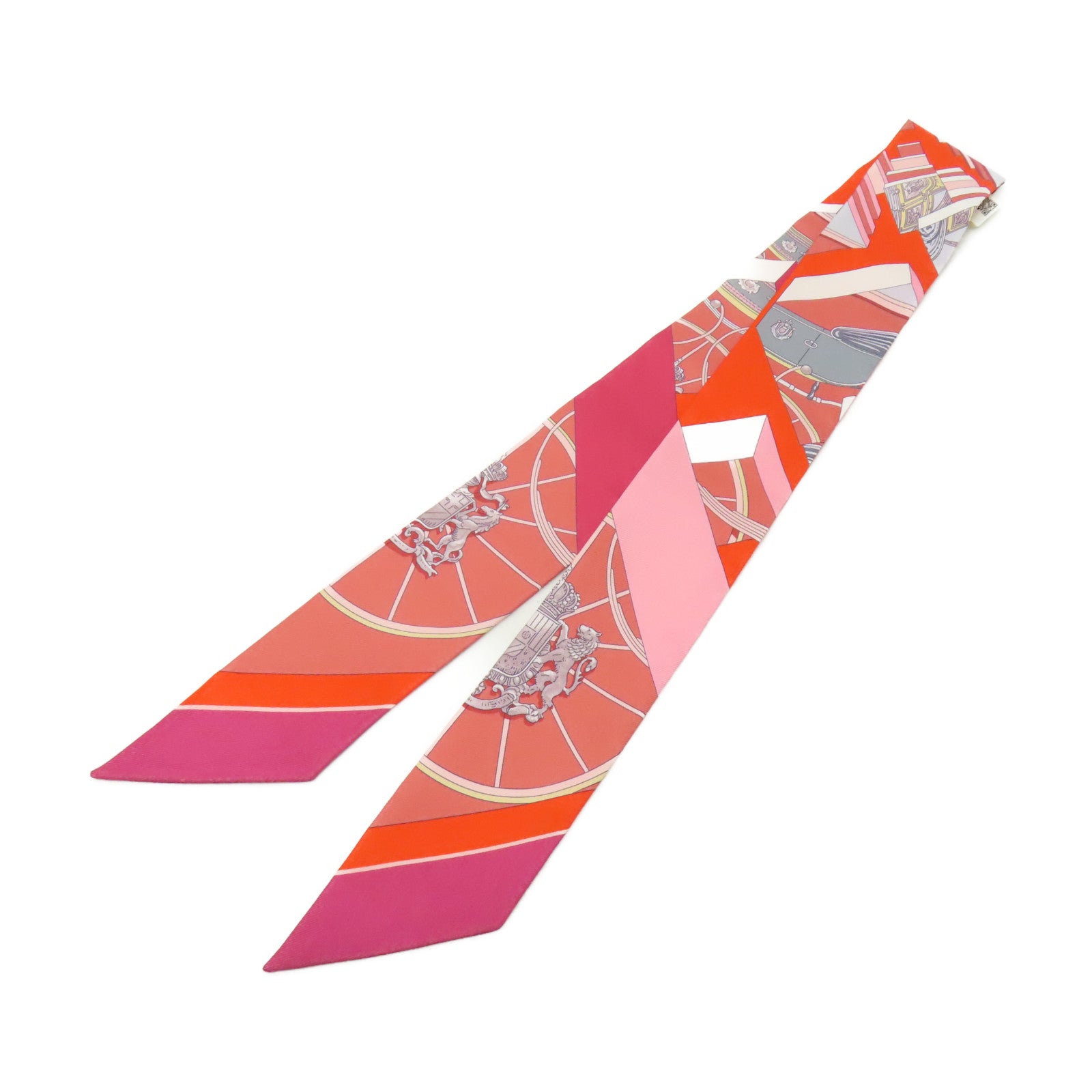 HERMES 【激減優惠】絲質Twilly絲巾橙色/粉紅色/紅色/白色