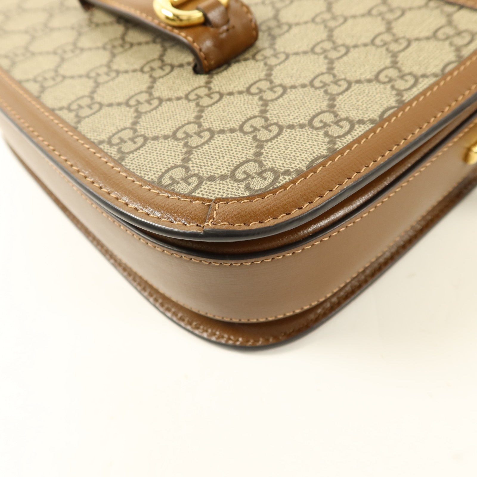 GUCCI 塗層帆布Horsebit 1955 Medium金扣肩背袋