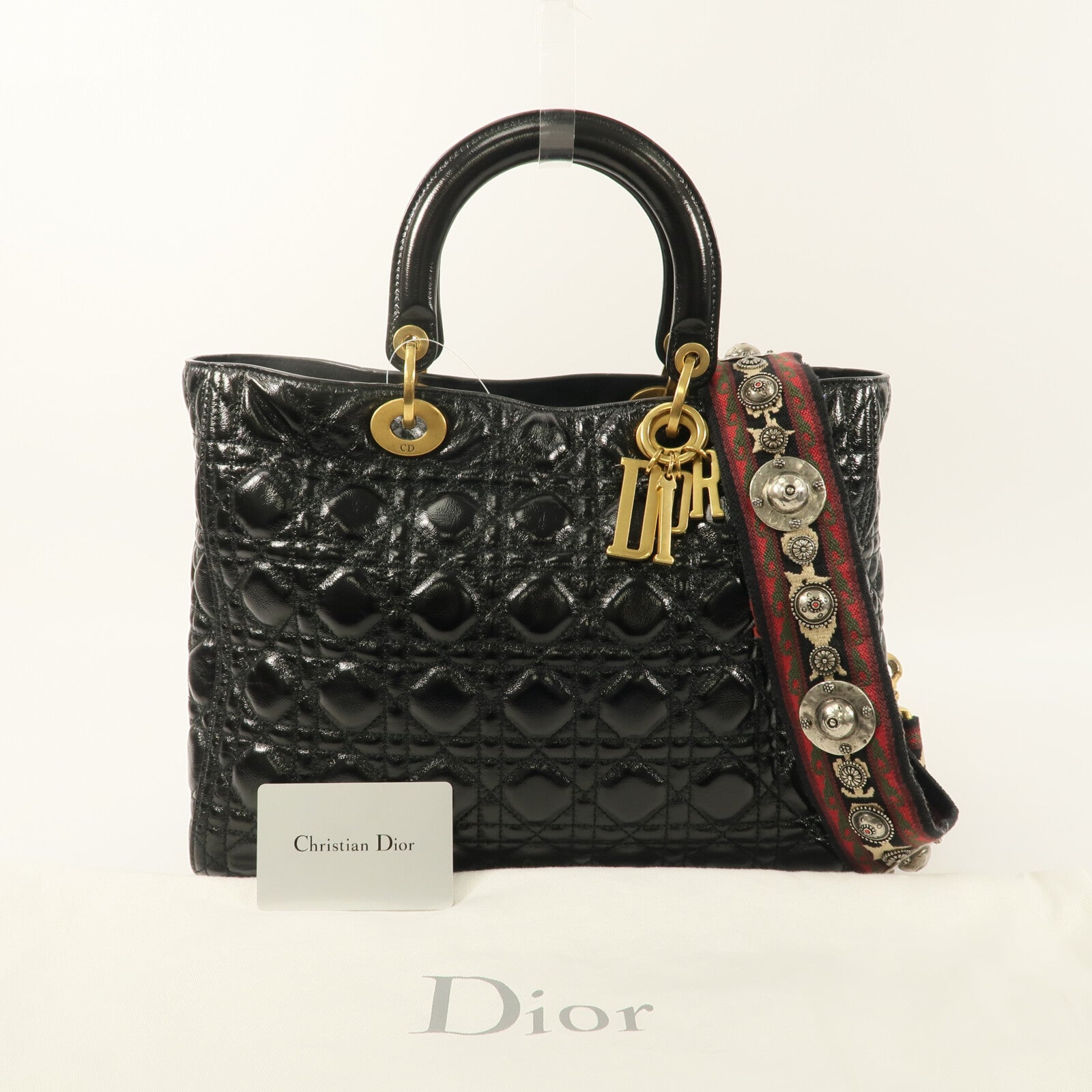 Dior 牛皮皮革Lady Dior手挽肩背兩用袋