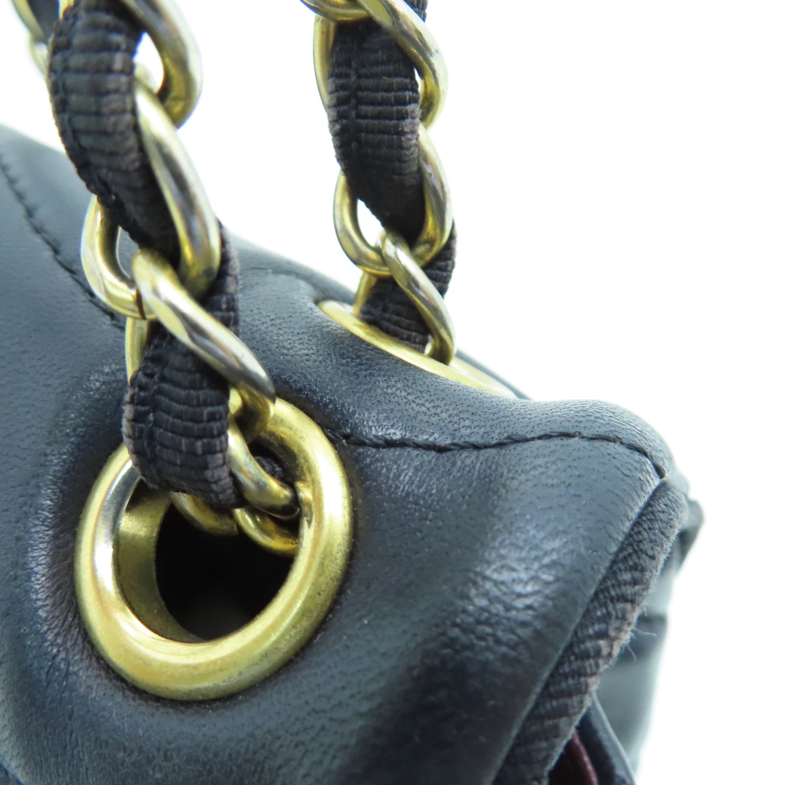 CHANEL 【清倉大減價】羊皮皮革Chain Shoulder金扣鏈帶肩背袋深藍色