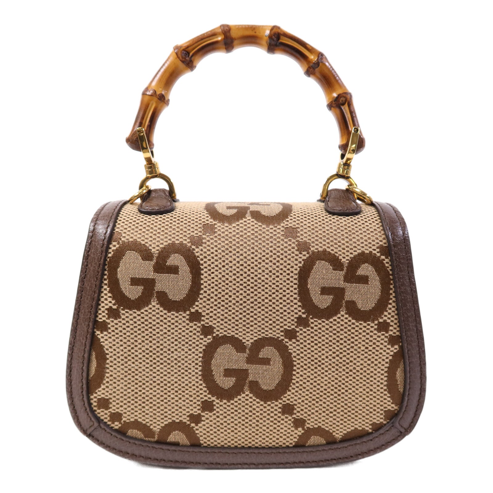 GUCCI 帆布Bamboo 1947金扣肩背袋