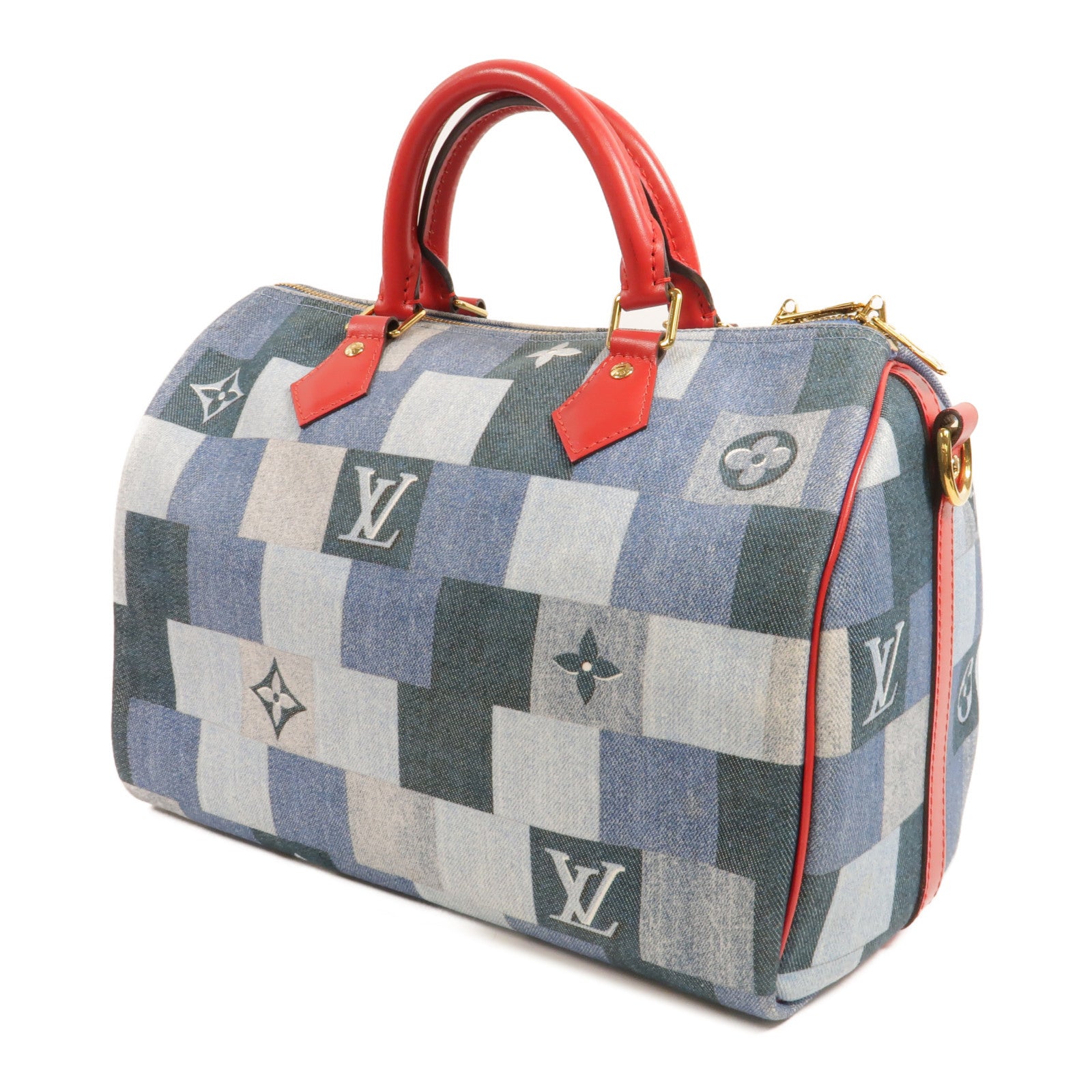 LOUIS VUITTON Monogram Denim Speedy Bandouliere 30手挽肩背兩用袋