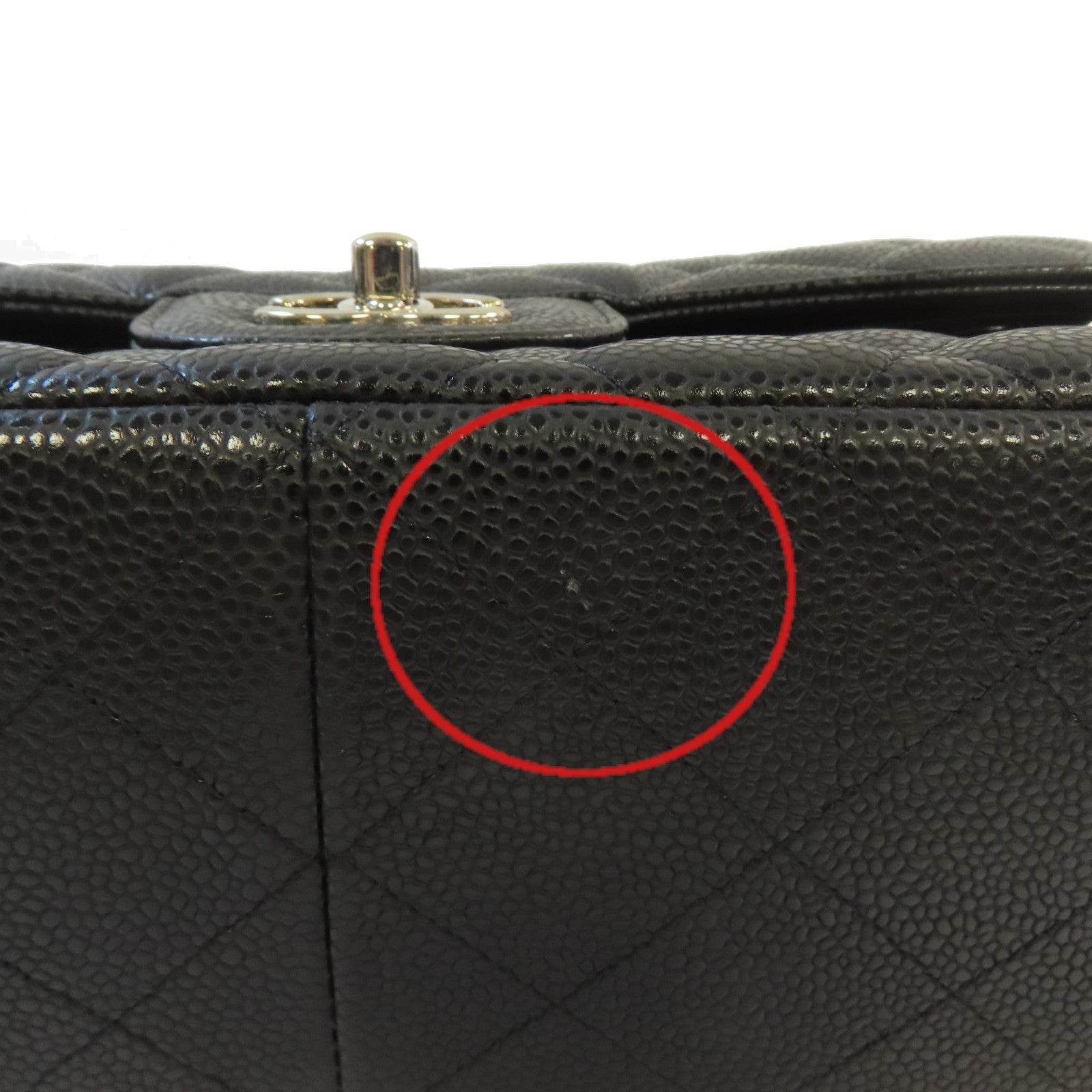 CHANEL **【激減優惠】菱格Caviar皮革Jumbo Chain Shoulder Bag銀扣鏈帶肩背袋黑色