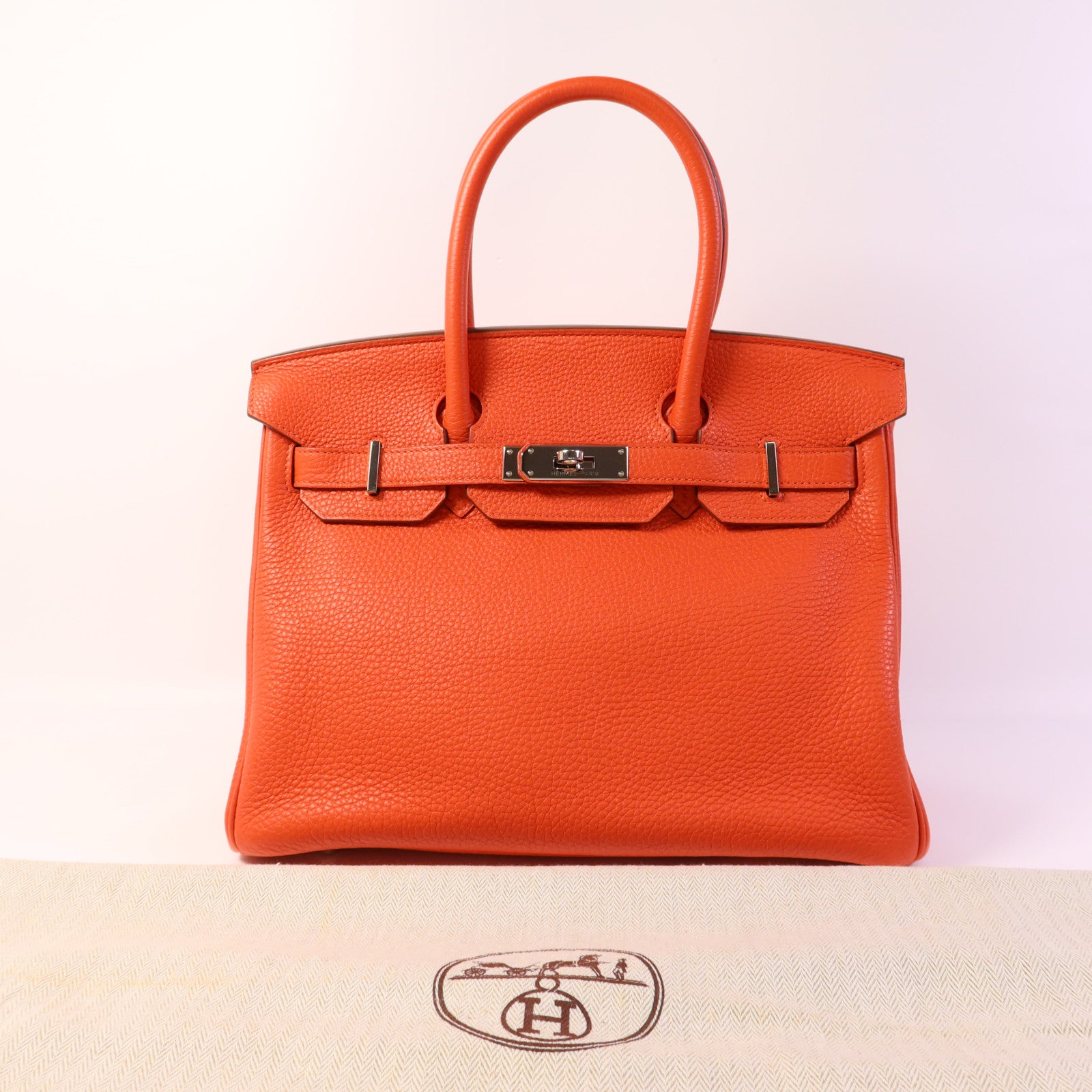 HERMES Togo皮革Birkin 30銀扣手挽袋Capucine