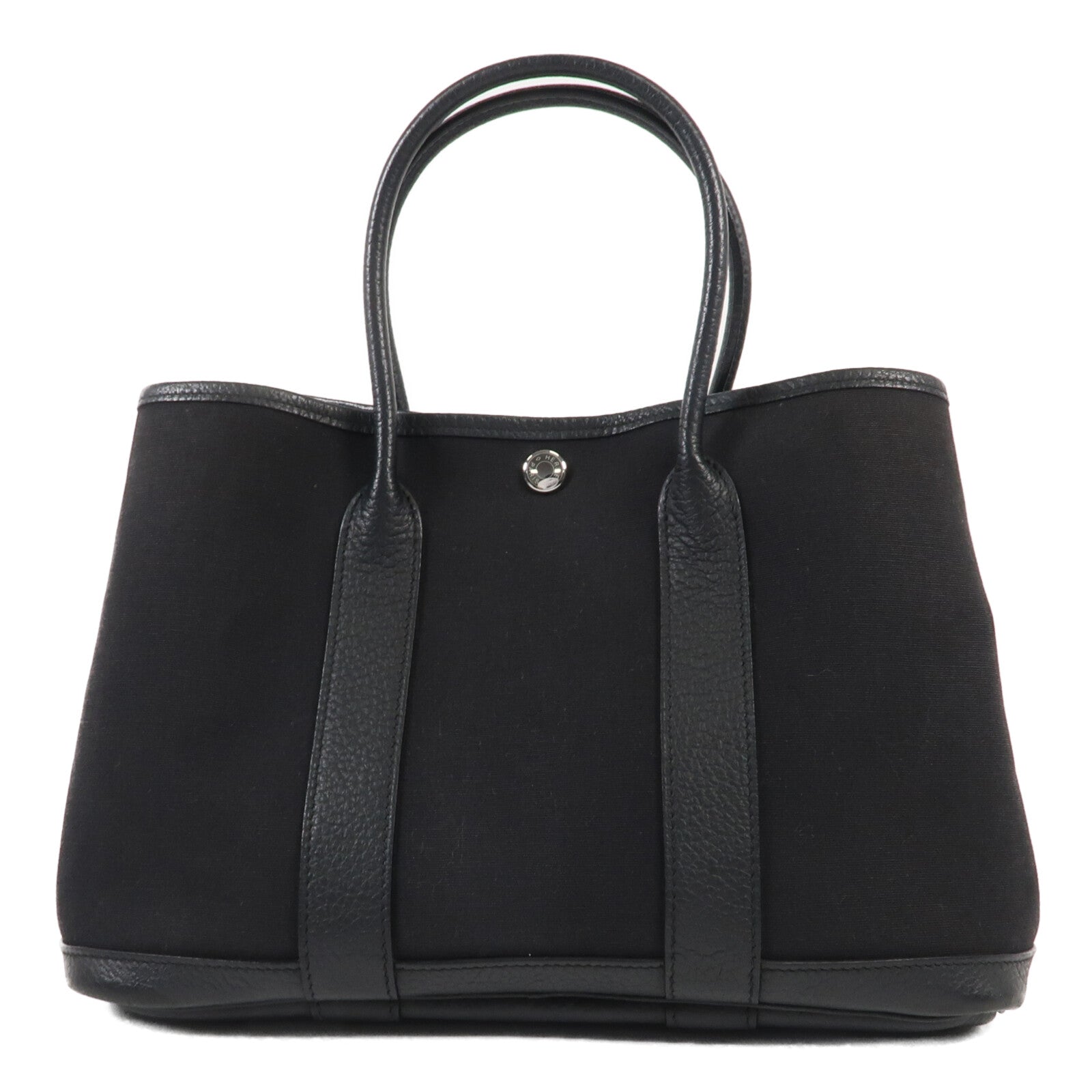 HERMES 帆布Garden Party TPM銀扣手挽袋89 Noir