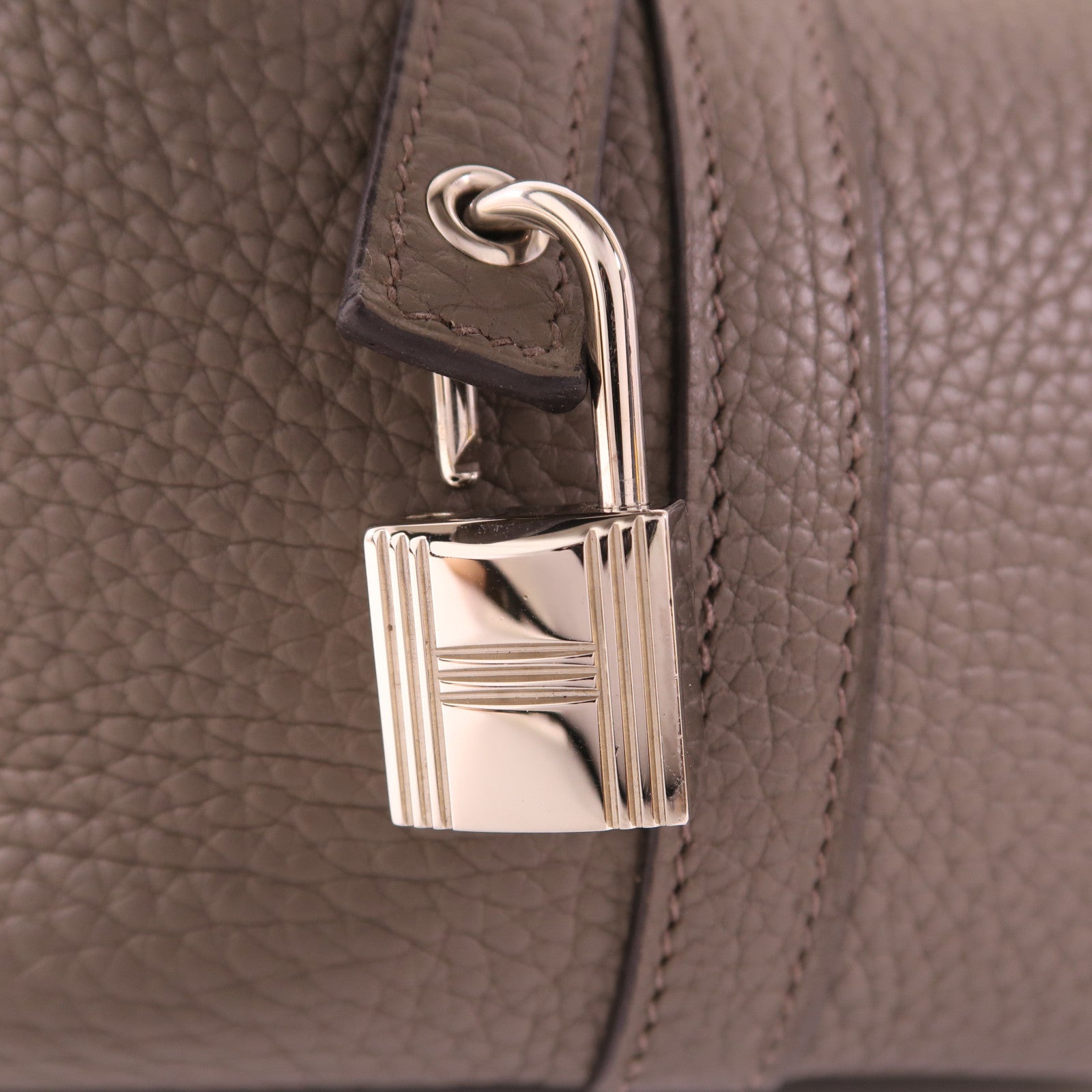 HERMES Clemence皮革Picotin MM銀扣手挽袋Etain