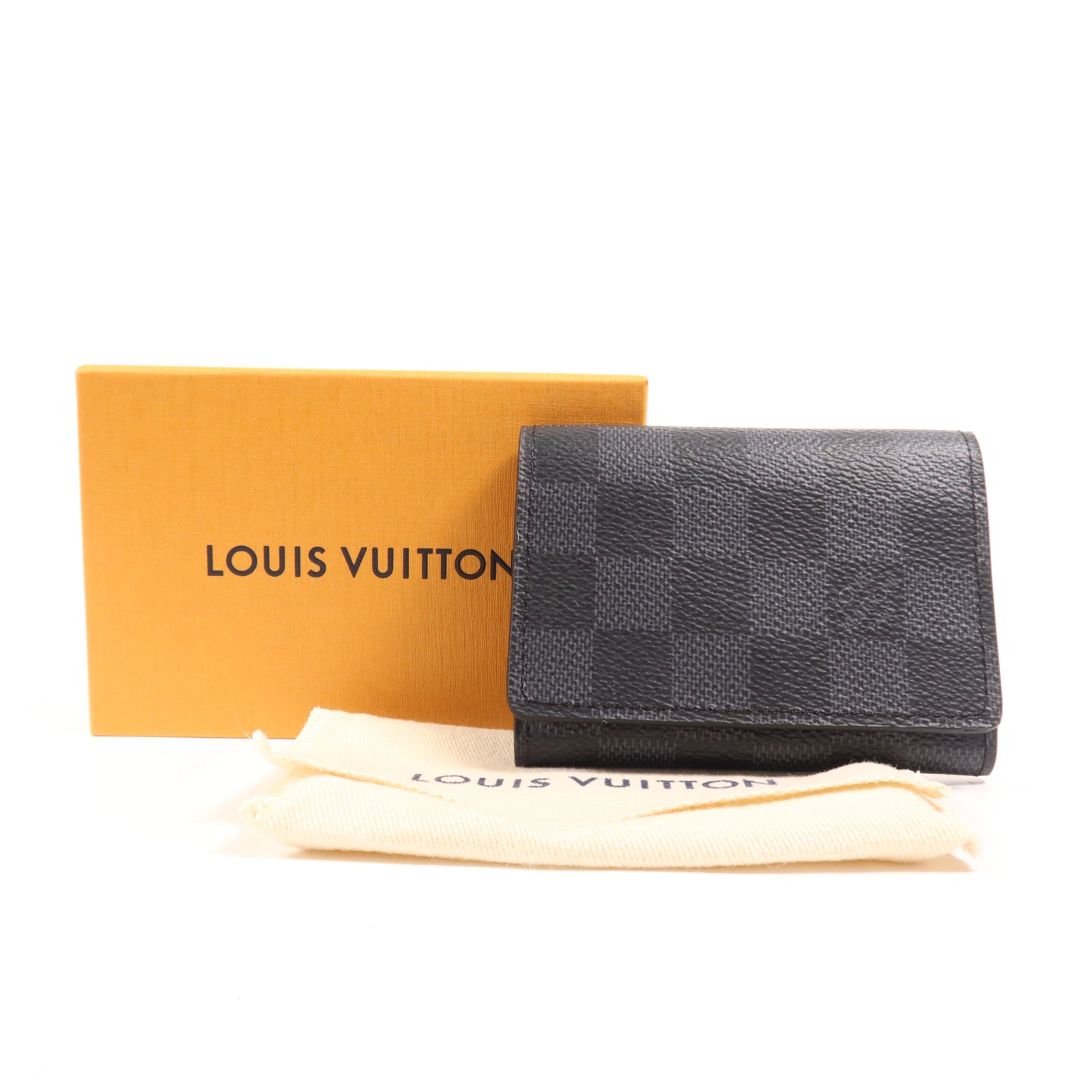 LOUIS VUITTON Damier Graphite Enveloppe Carte De Visite Card Case銀扣卡片套