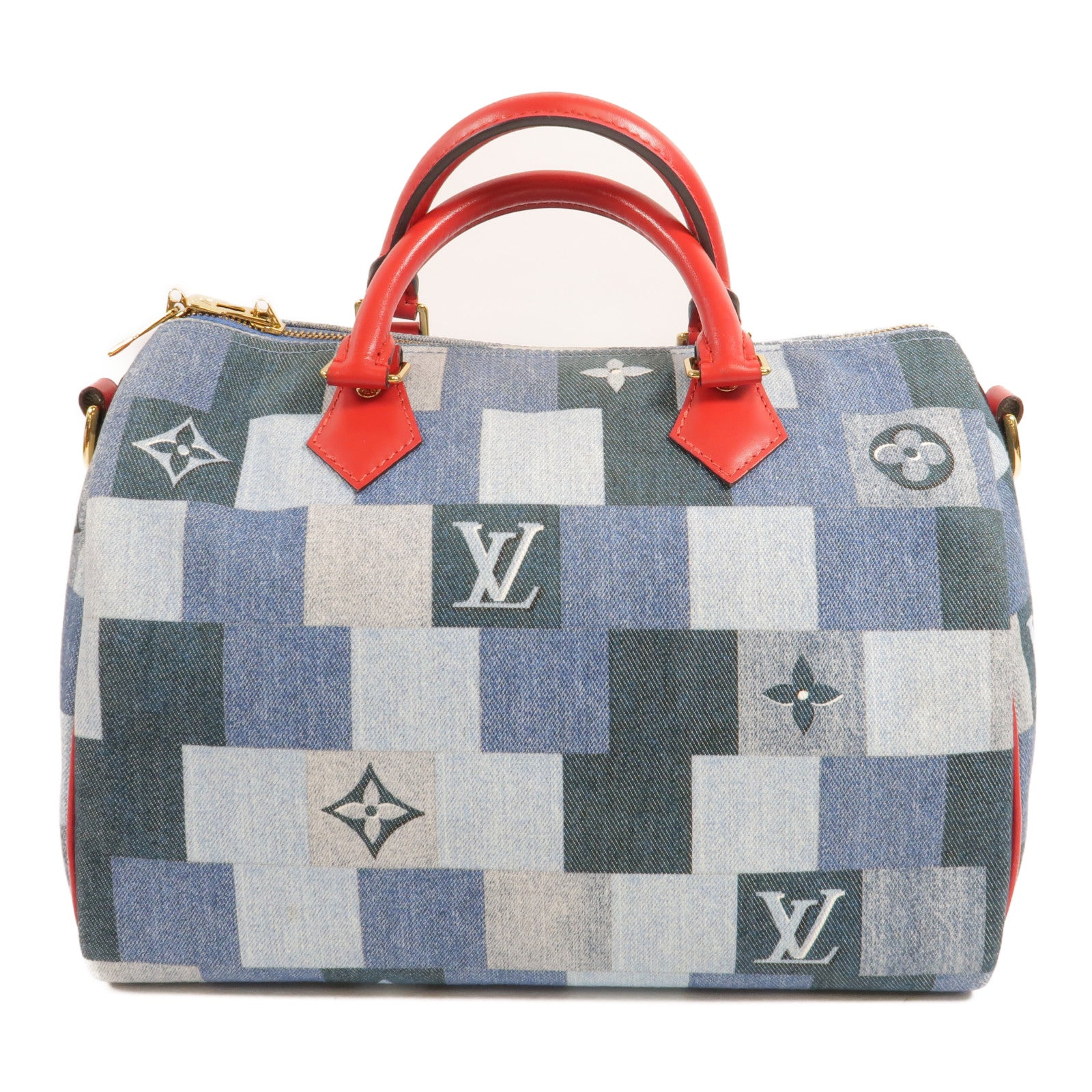 LOUIS VUITTON Monogram Denim Speedy Bandouliere 30手挽肩背兩用袋