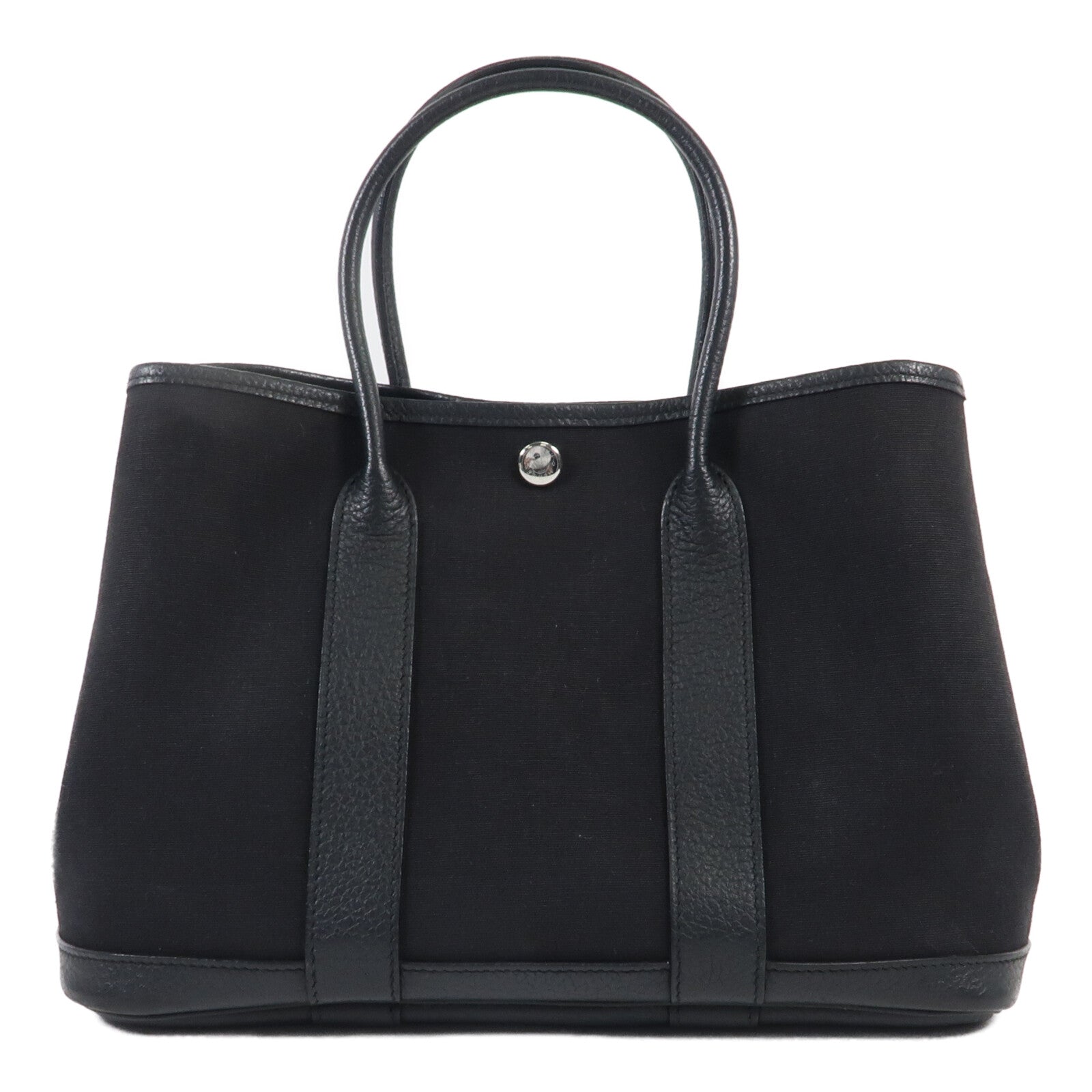 HERMES 帆布Garden Party TPM銀扣手挽袋89 Noir