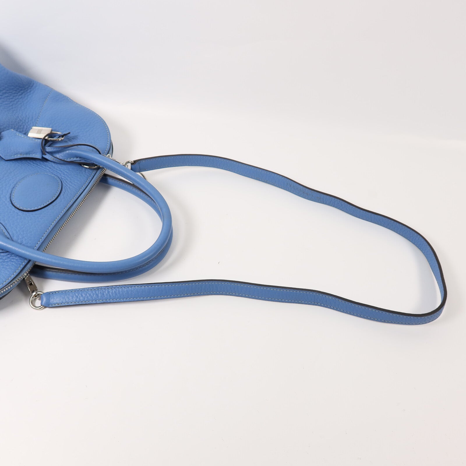 HERMES Clemence皮革Bolide 31手挽肩背兩用袋Bleu Paradise