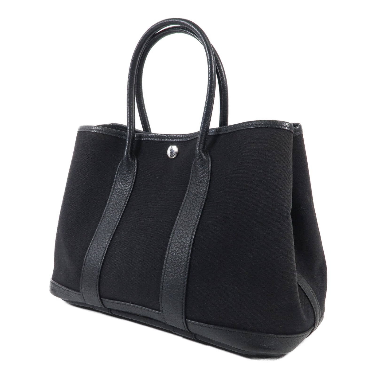 HERMES 帆布Garden Party TPM銀扣手挽袋89 Noir