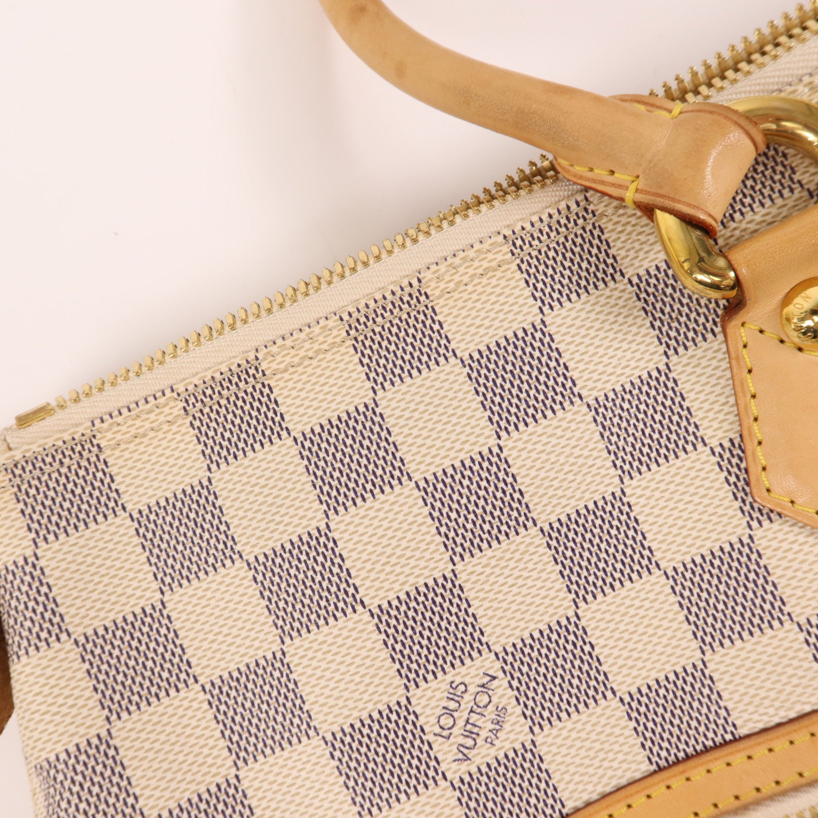 LOUIS VUITTON Damier Azur Saleya GM金扣手挽袋