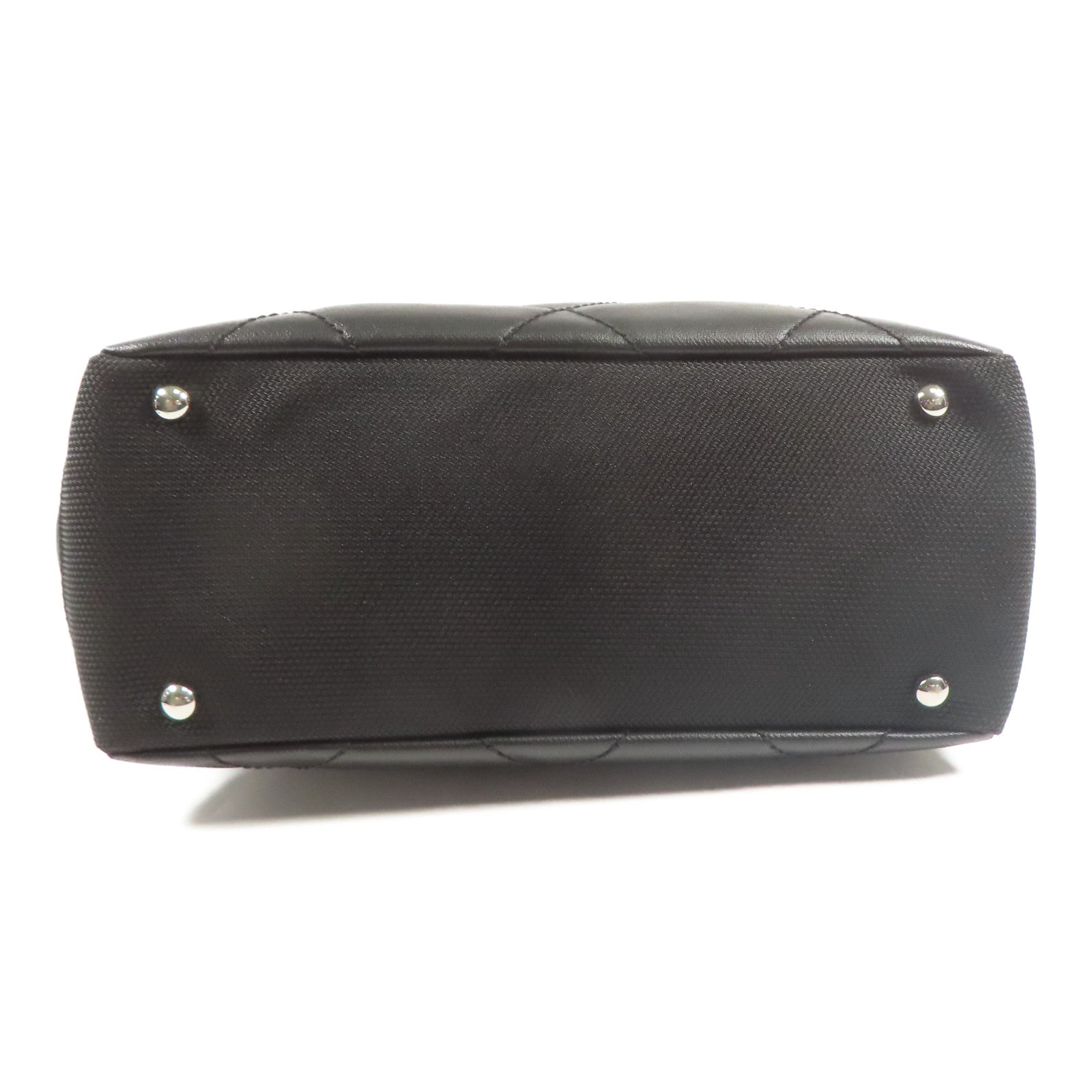 CHANEL 牛皮皮革/帆布Shoulder Bag銀扣肩背袋