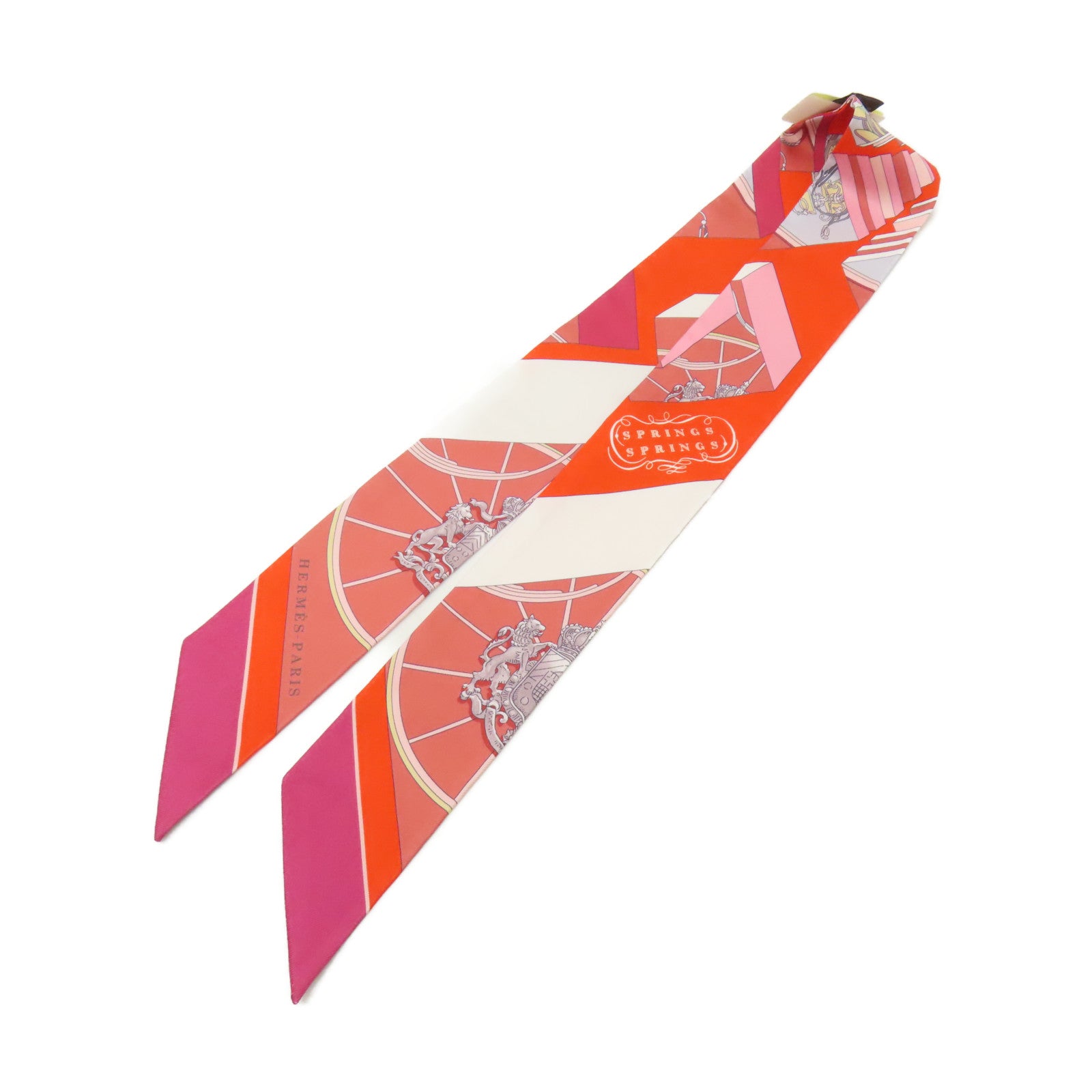 HERMES 【激減優惠】絲質Twilly絲巾橙色/粉紅色/紅色/白色