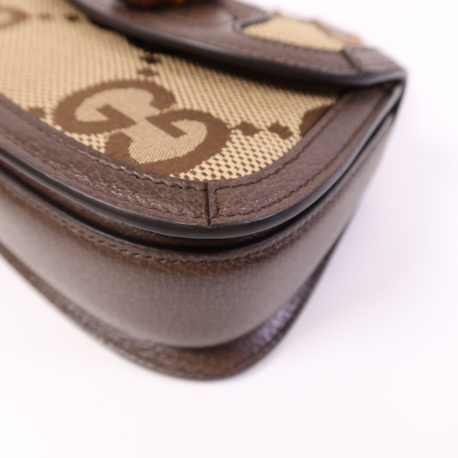 GUCCI 帆布Bamboo 1947金扣肩背袋