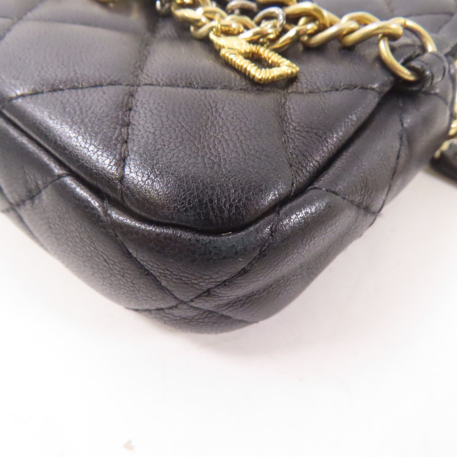 CHANEL 羊皮皮革Chain Shoulder Bag金扣鏈帶肩背袋黑色