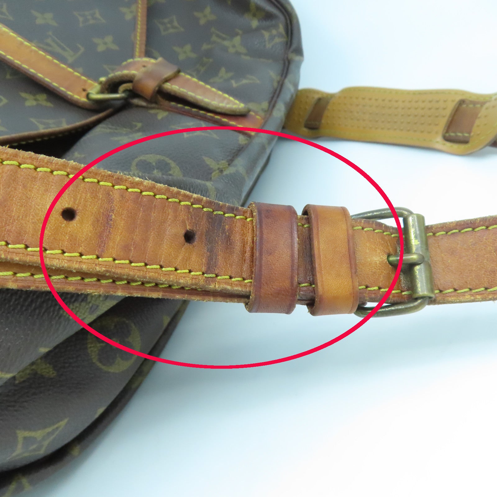 LOUIS VUITTON Monogram Saumur 35金扣肩背袋啡色