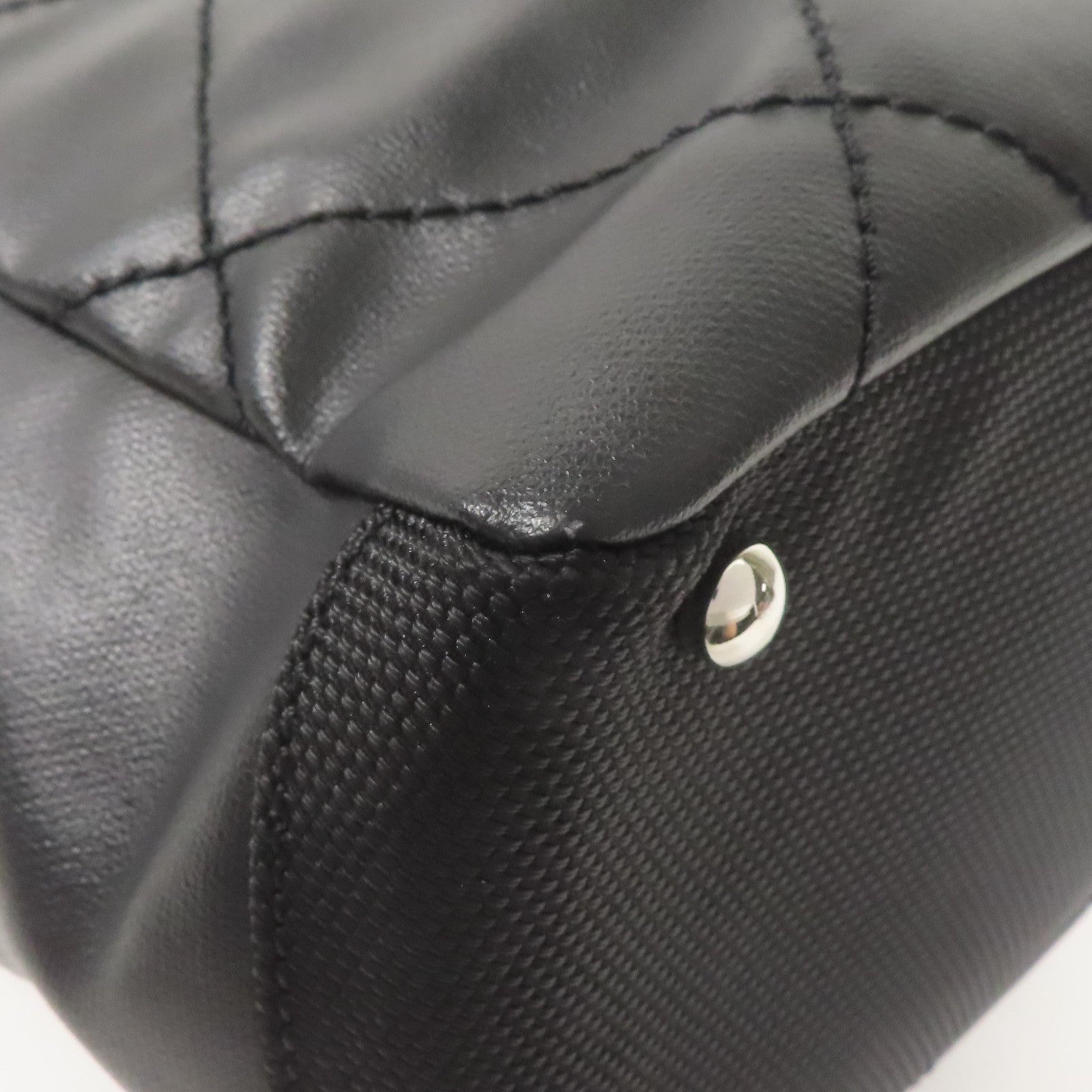 CHANEL 牛皮皮革/帆布Shoulder Bag銀扣肩背袋