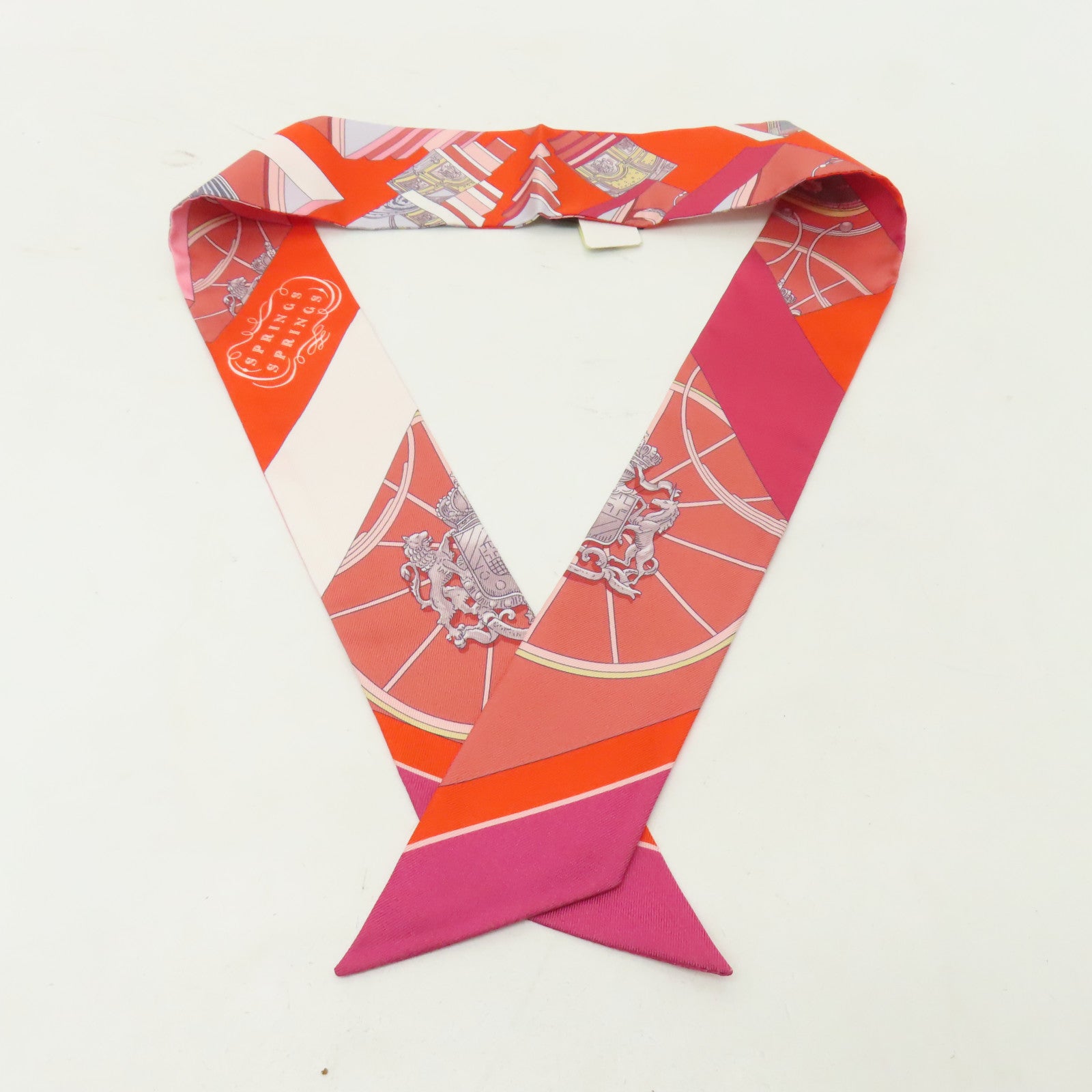 HERMES 【激減優惠】絲質Twilly絲巾橙色/粉紅色/紅色/白色