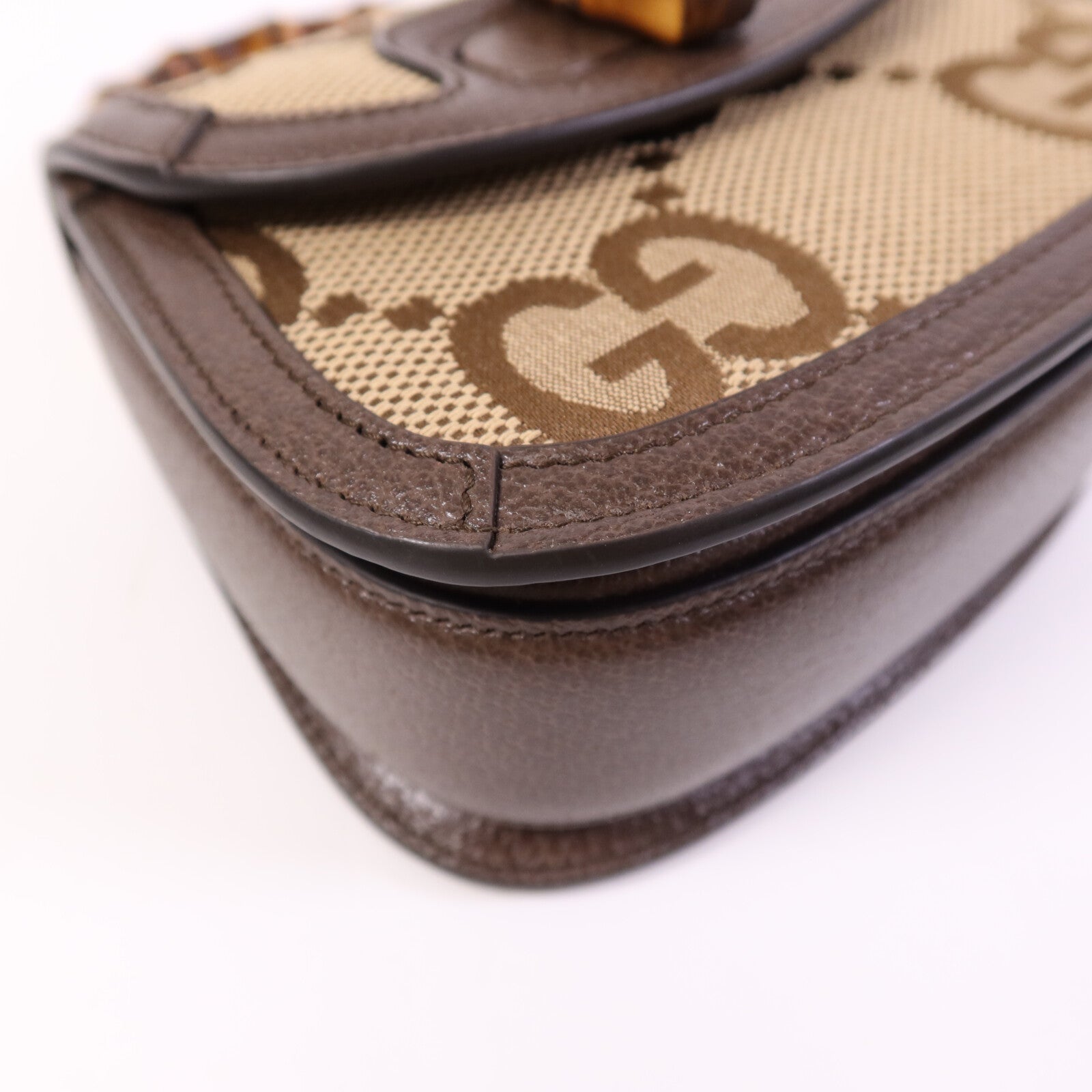 GUCCI 帆布Bamboo 1947金扣肩背袋