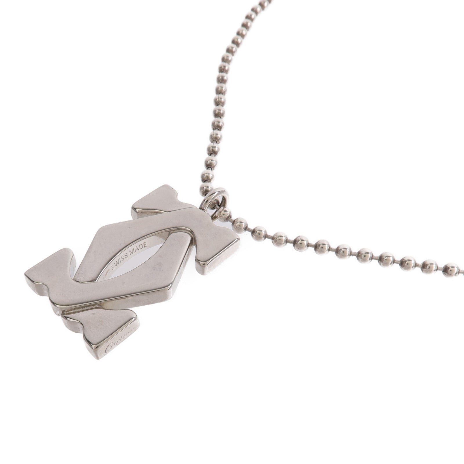 CARTIER 925純銀/不鏽鋼Vintage 2C Logo Pendent Necklace項鍊