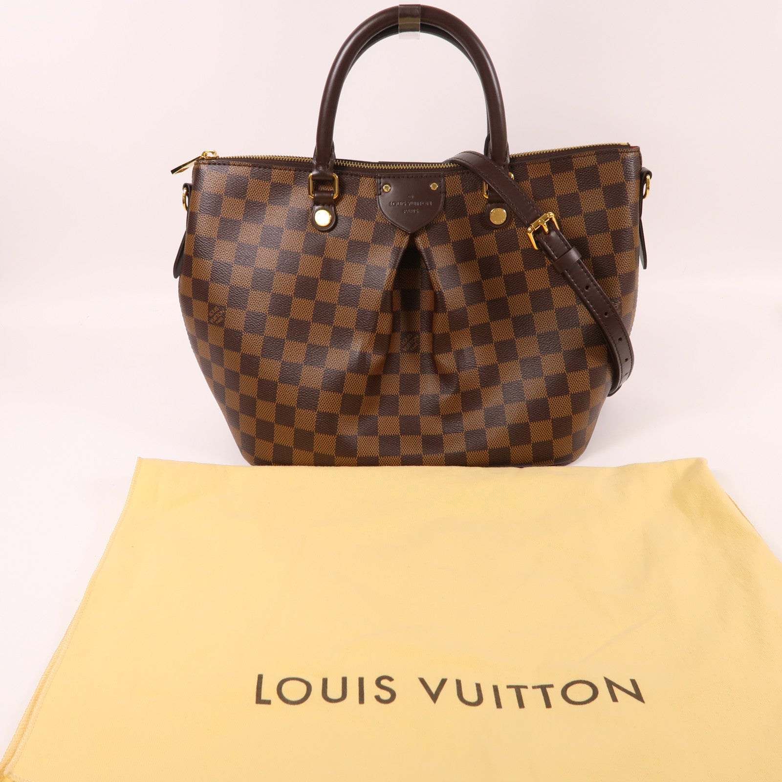 LOUIS VUITTON Damier Siena MM金扣手挽肩背兩用袋