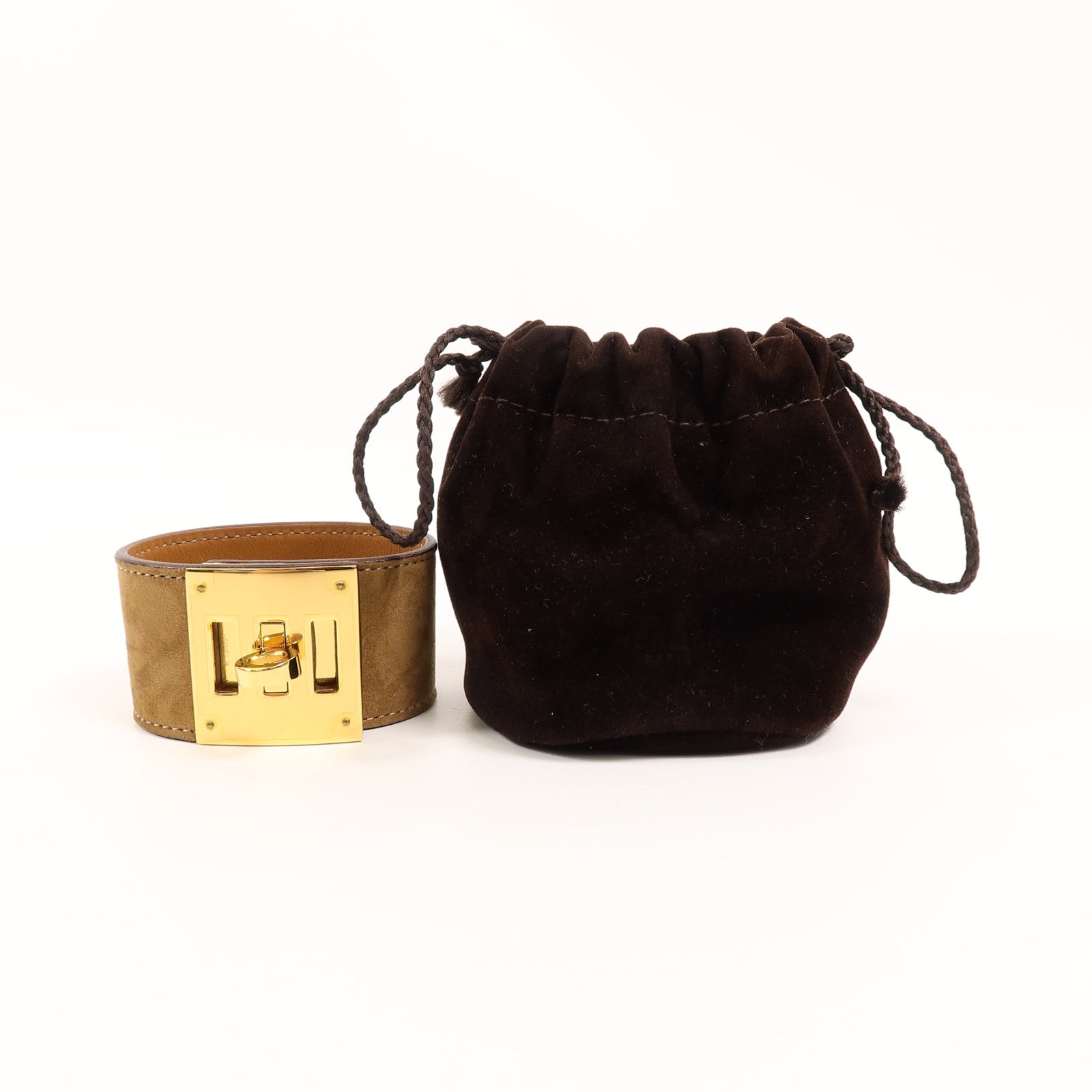 HERMES Doblis皮革Kelly Dog Bracelet手帶Alezan