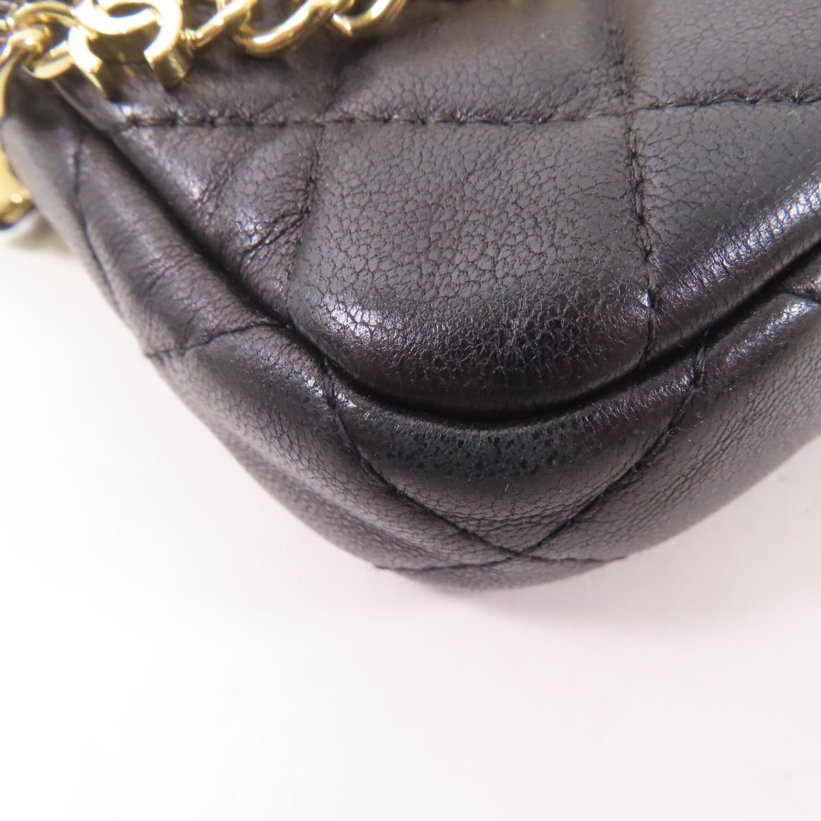 CHANEL 羊皮皮革Chain Shoulder Bag金扣鏈帶肩背袋黑色