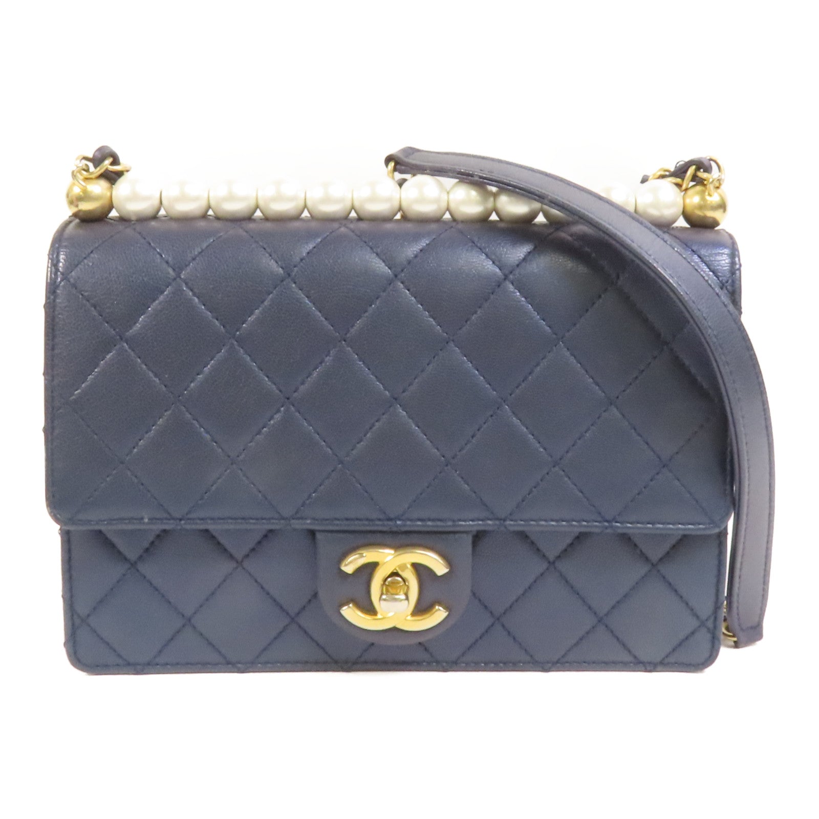 CHANEL 【激減優惠】牛皮皮革Chain Shoulder金扣鏈帶肩背袋
