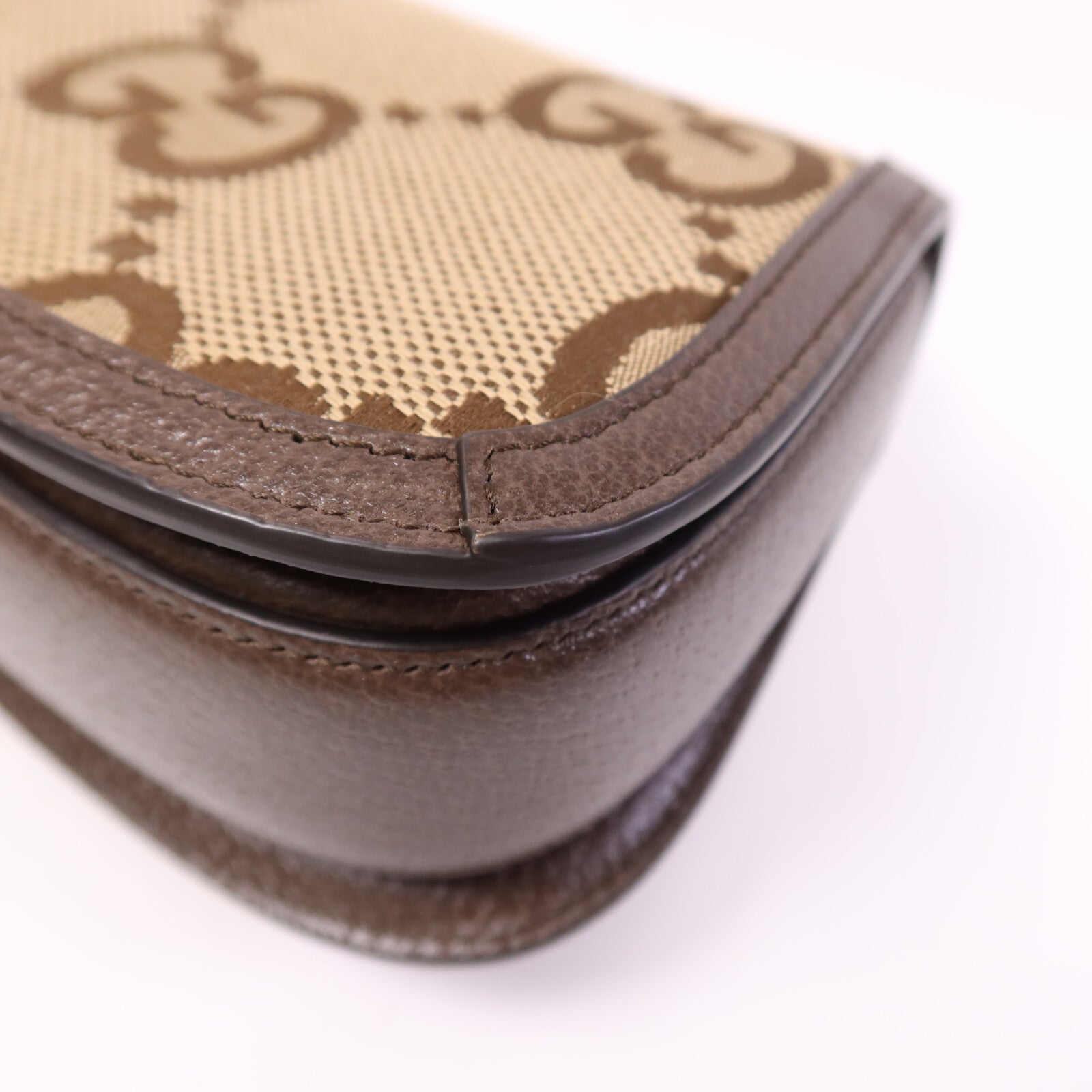 GUCCI 帆布Bamboo 1947金扣肩背袋