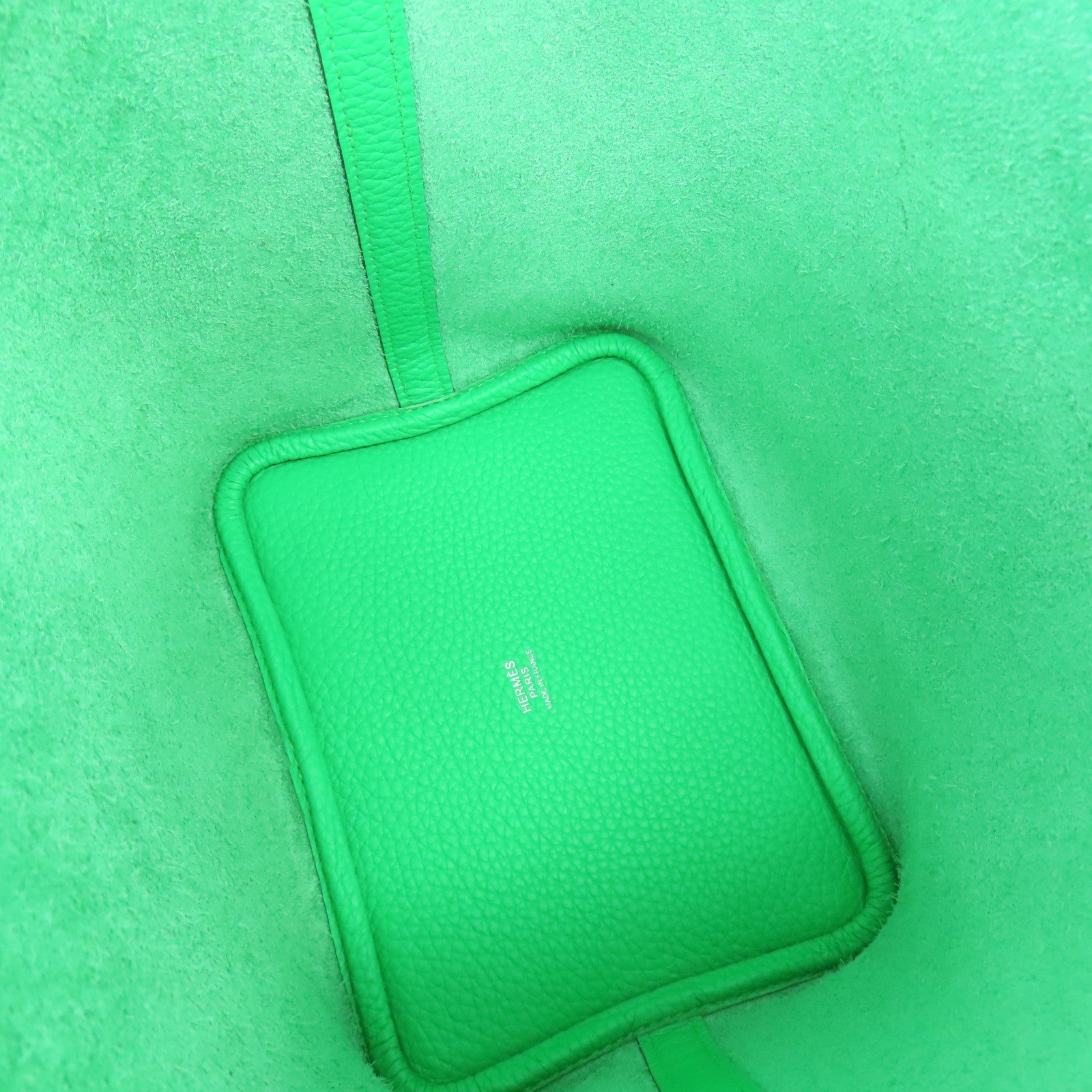 HERMES 【激減優惠】Clemence皮革Picotin PM銀扣手挽袋Vert Conics綠色