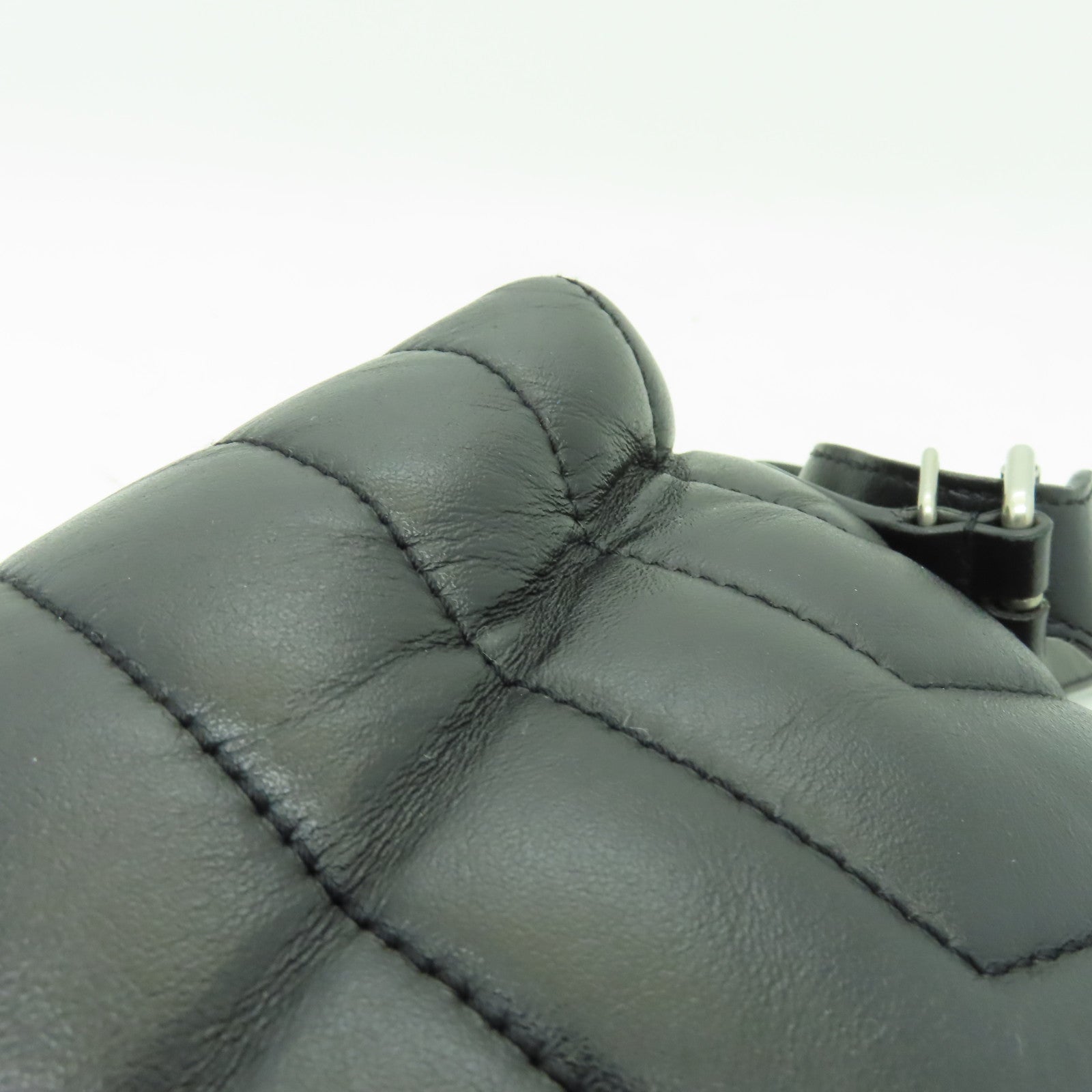 SAINT LAURENT 牛皮皮革Backpack銀扣背包黑色