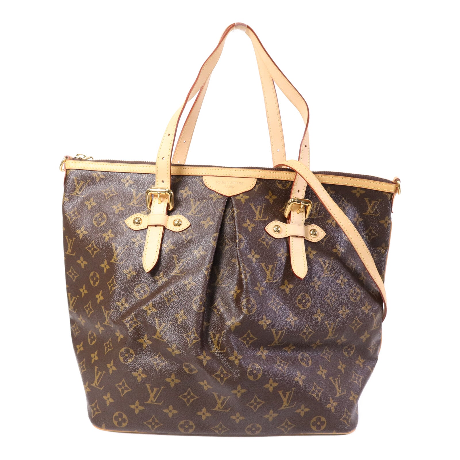 LOUIS VUITTON Monogram Palermo GM金扣手挽肩背兩用袋棕色