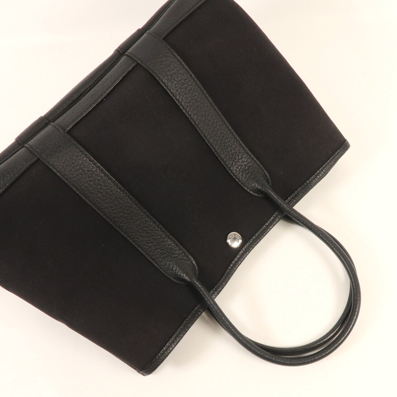 HERMES 帆布Garden Party TPM銀扣手挽袋89 Noir