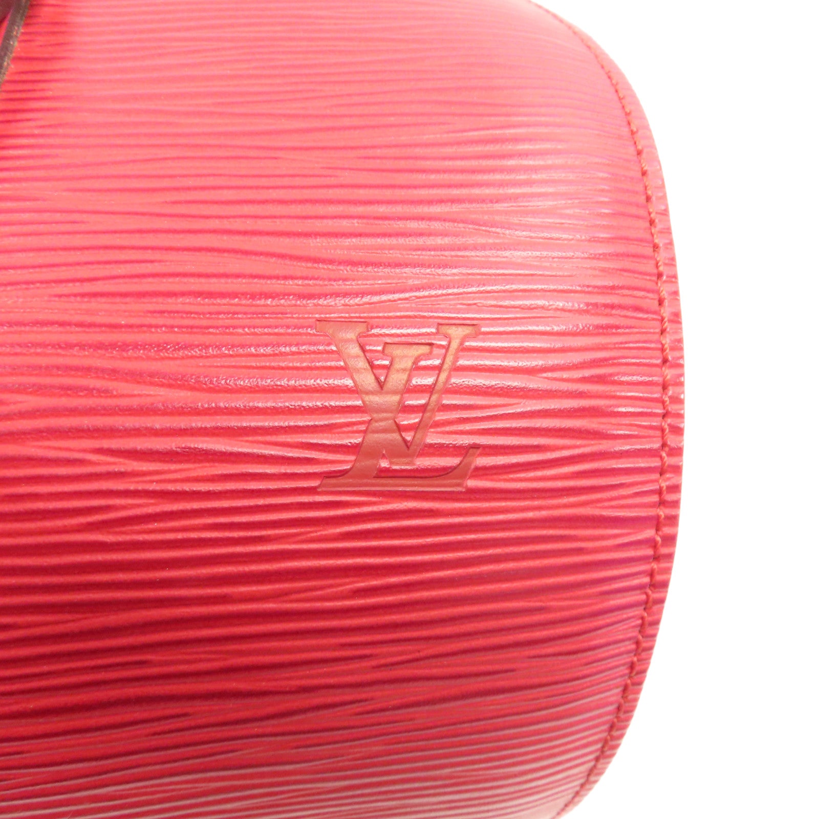 LOUIS VUITTON Epi Soufflot金扣手挽袋紅色