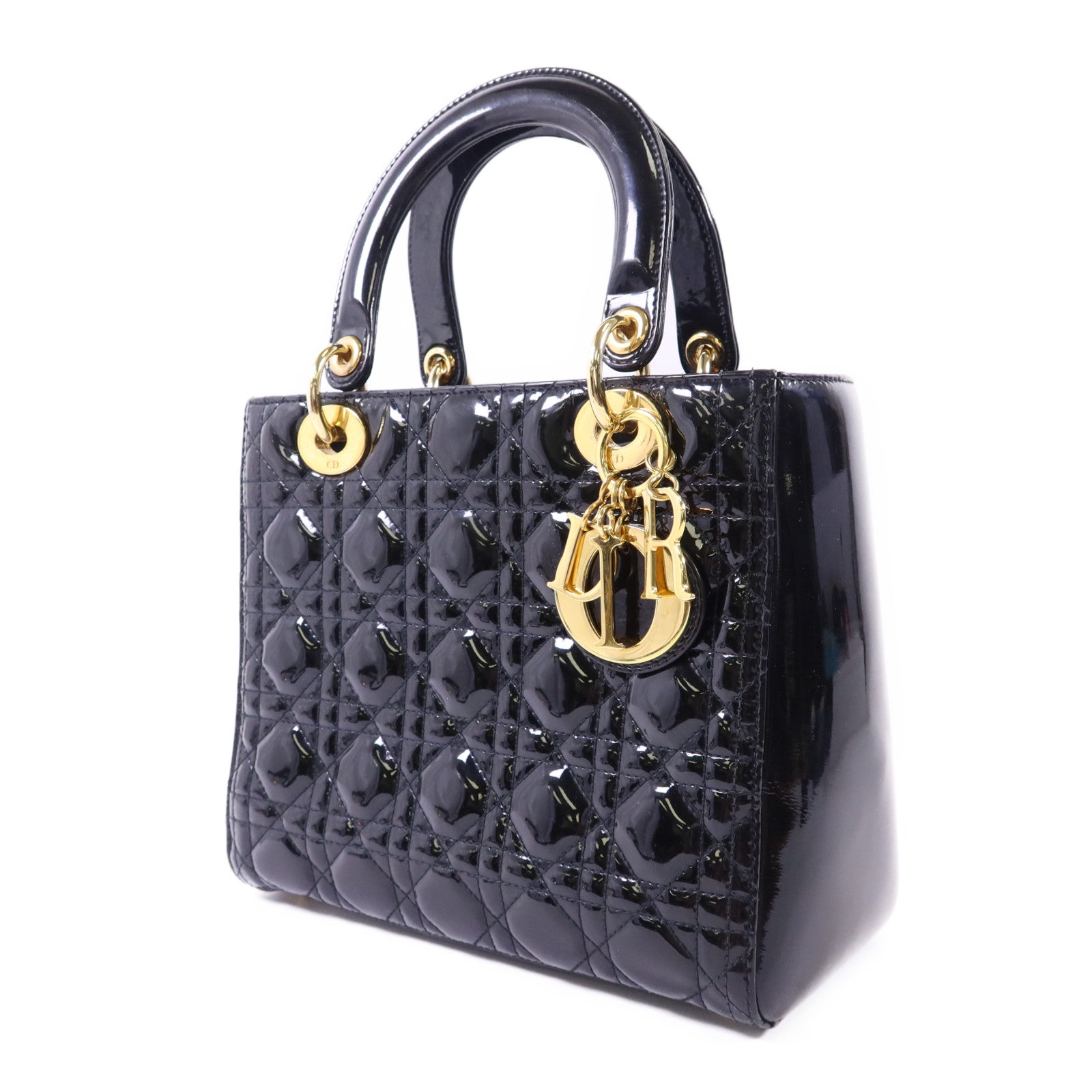 Dior 漆皮皮革Lady Dior金扣手挽肩背兩用袋