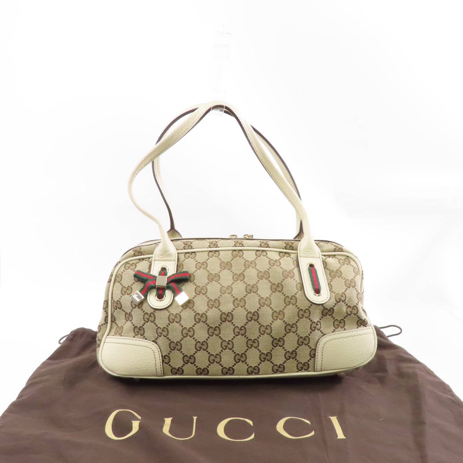 GUCCI 帆布Shoulder Bag金扣肩背袋啡色