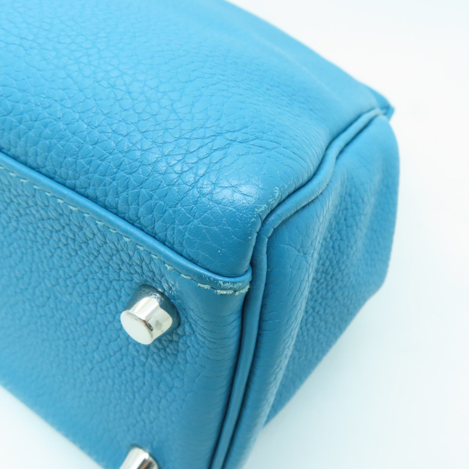 HERMES **【清倉大減價】Clemence皮革Kelly 32銀扣手挽肩背兩用袋綠松石色