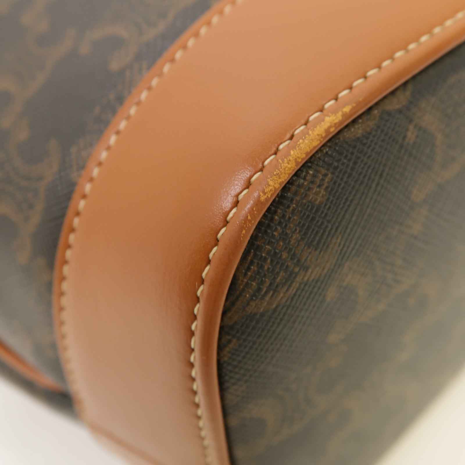 CELINE 塗層帆布Small Bucket In Triomphe金扣肩背袋棕色