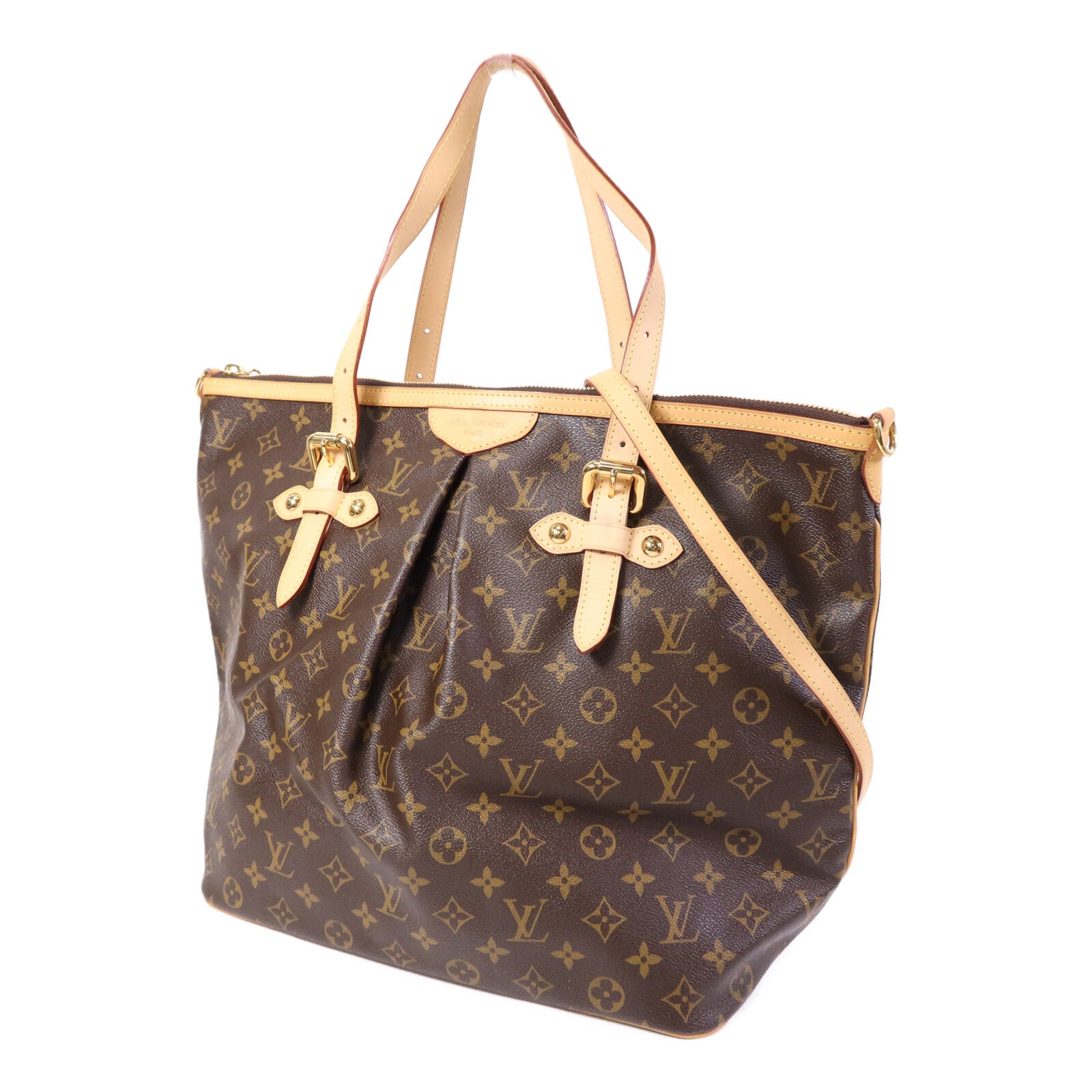 LOUIS VUITTON Monogram Palermo GM金扣手挽肩背兩用袋棕色